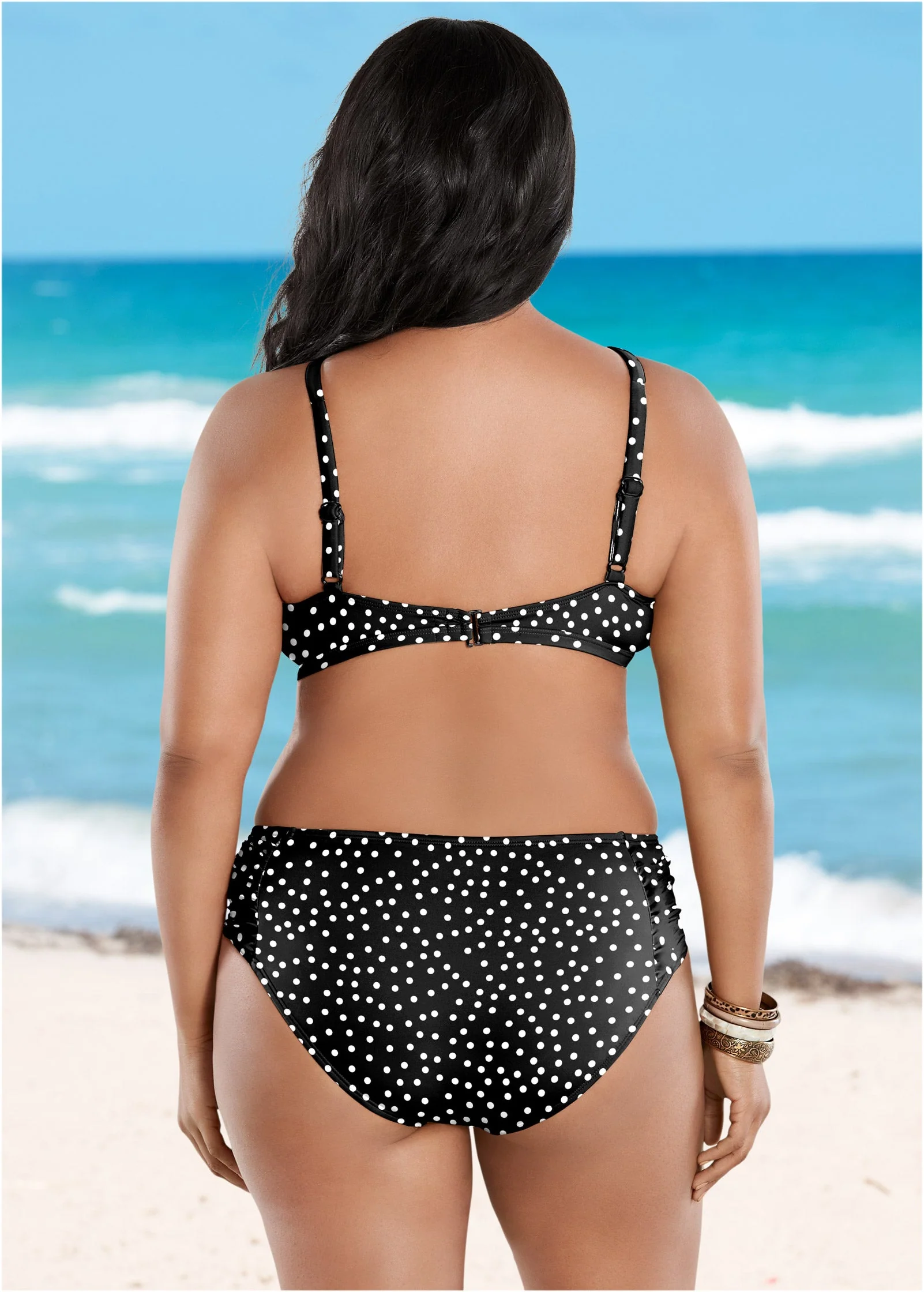 Keyhole High Neck Top - Black Vintage Dot - Image 2