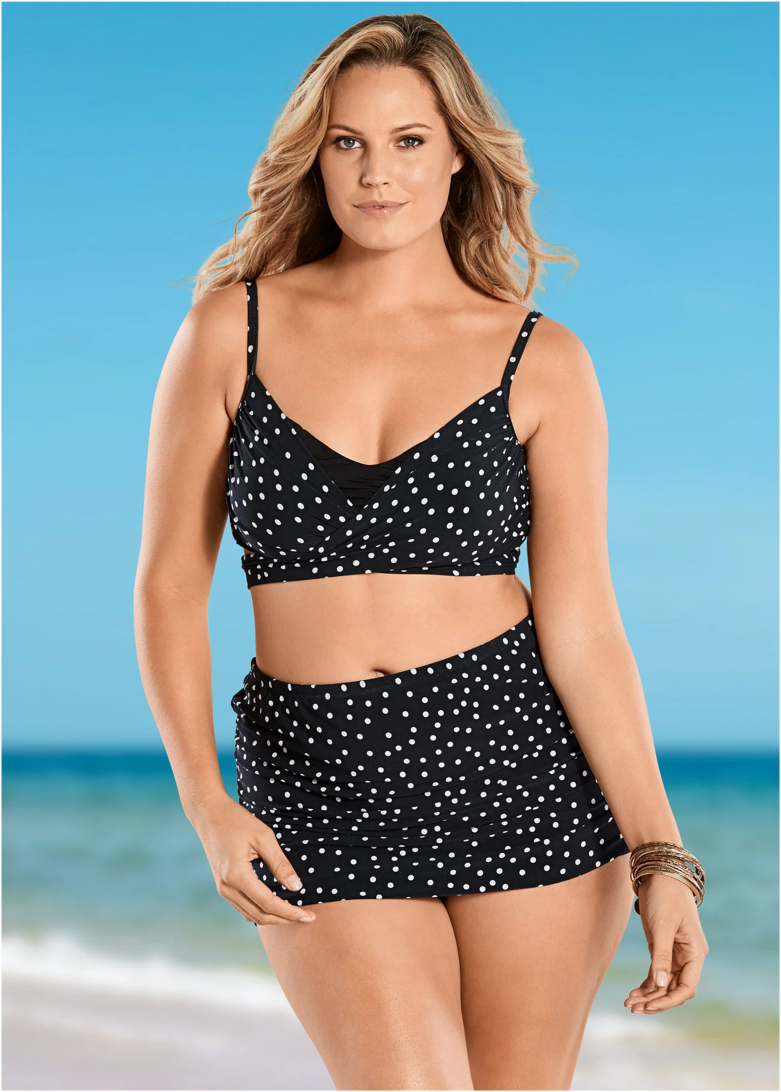 Criss Cross Wrap Top - Black Vintage Dot - Image 3