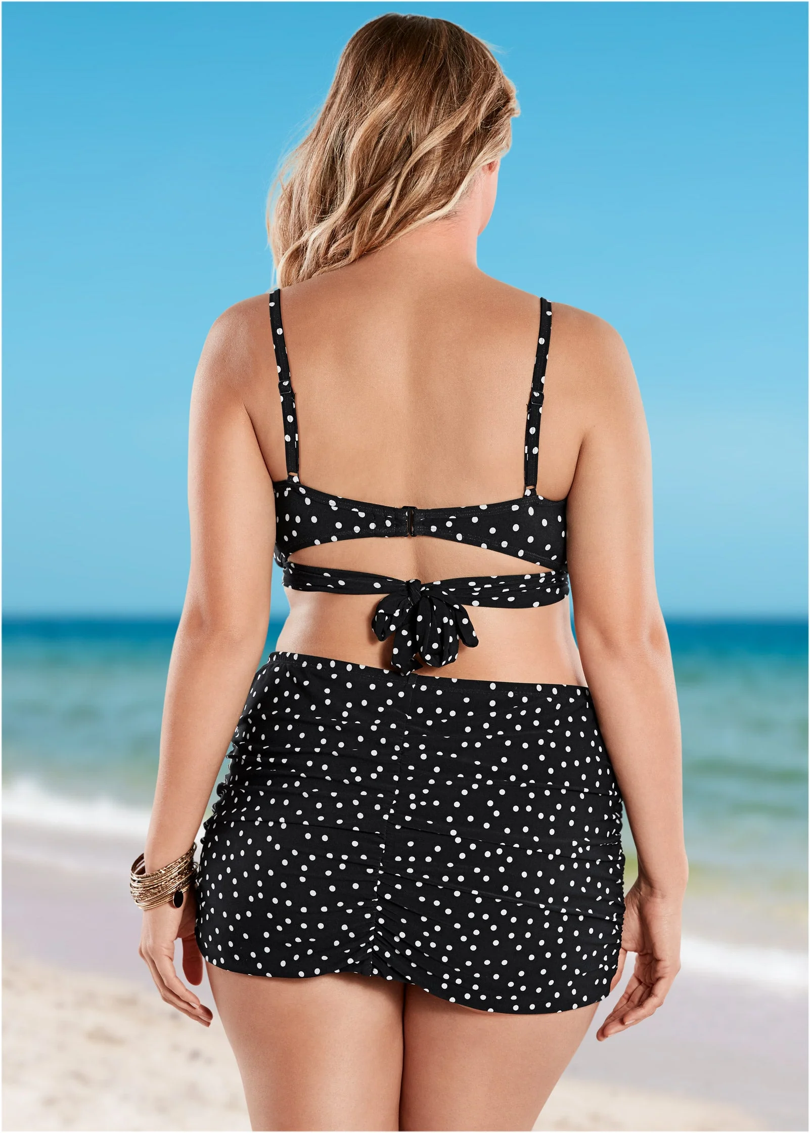 Criss Cross Wrap Top - Black Vintage Dot - Image 6