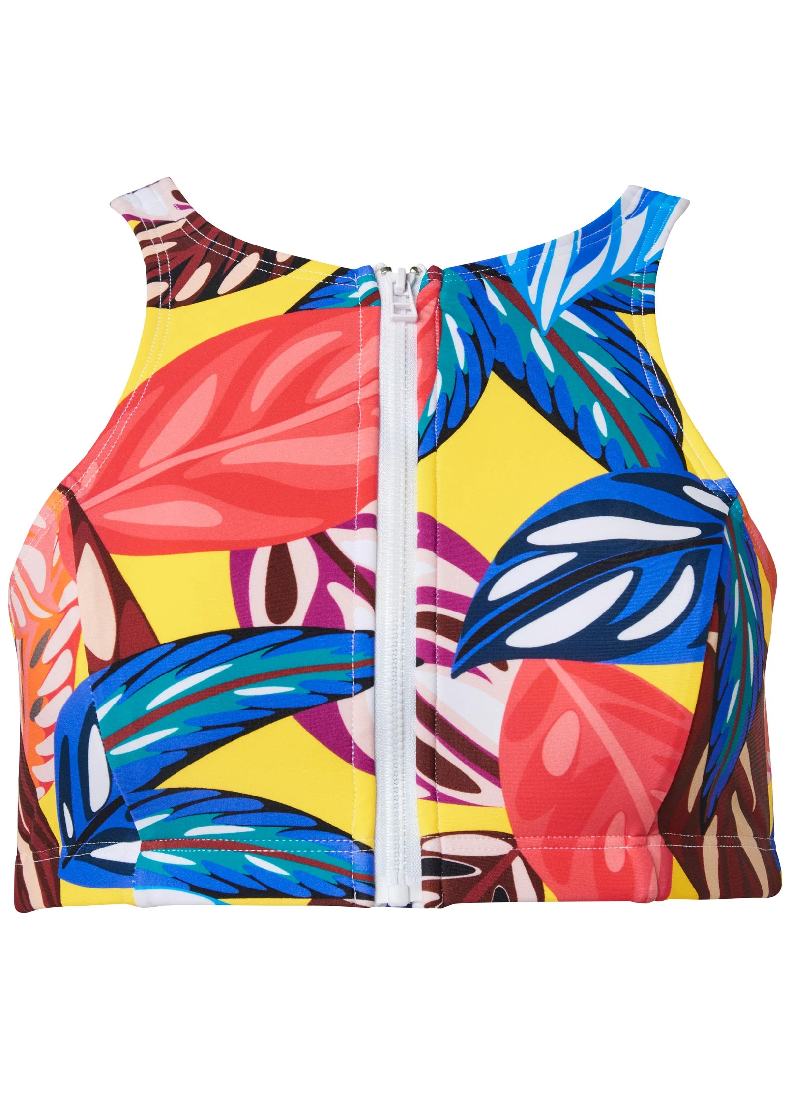 High-Neck Zip-Up Bikini Top - Havana Brights - Image 3