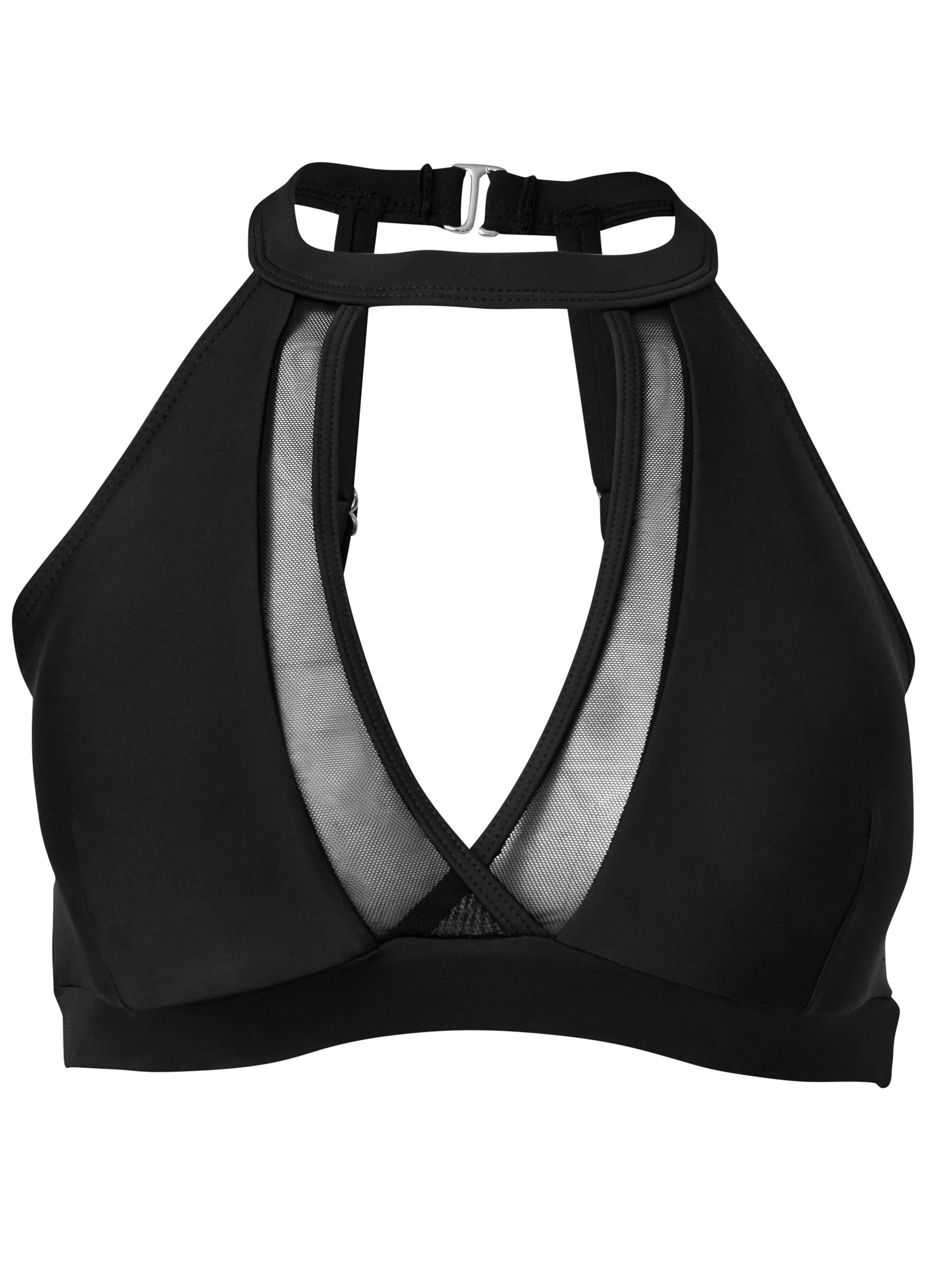 High-Neck Keyhole Swim Top - Black Beauty - Image 3