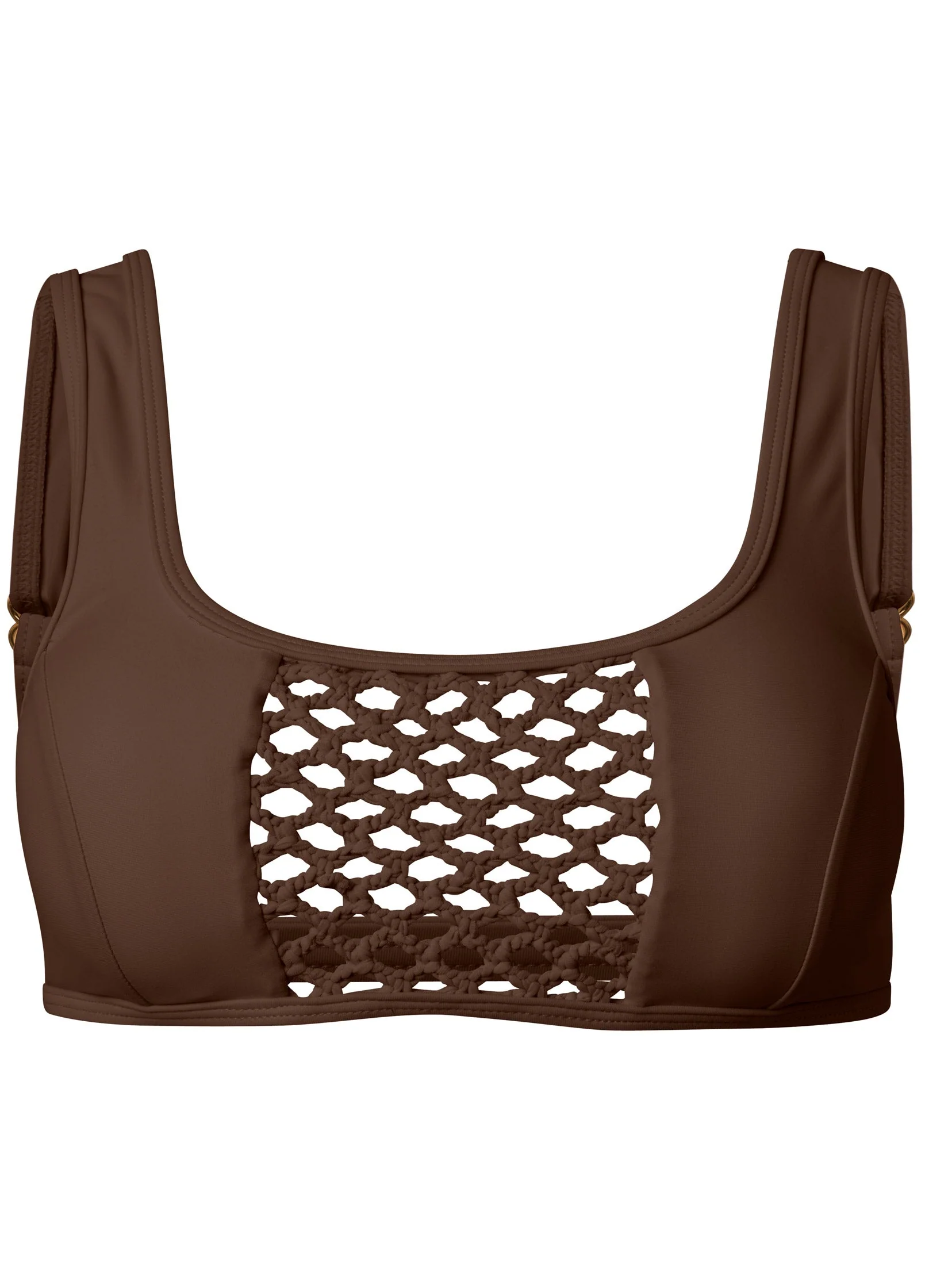 Macrame Net Square Neck Top - Mocha - Image 3