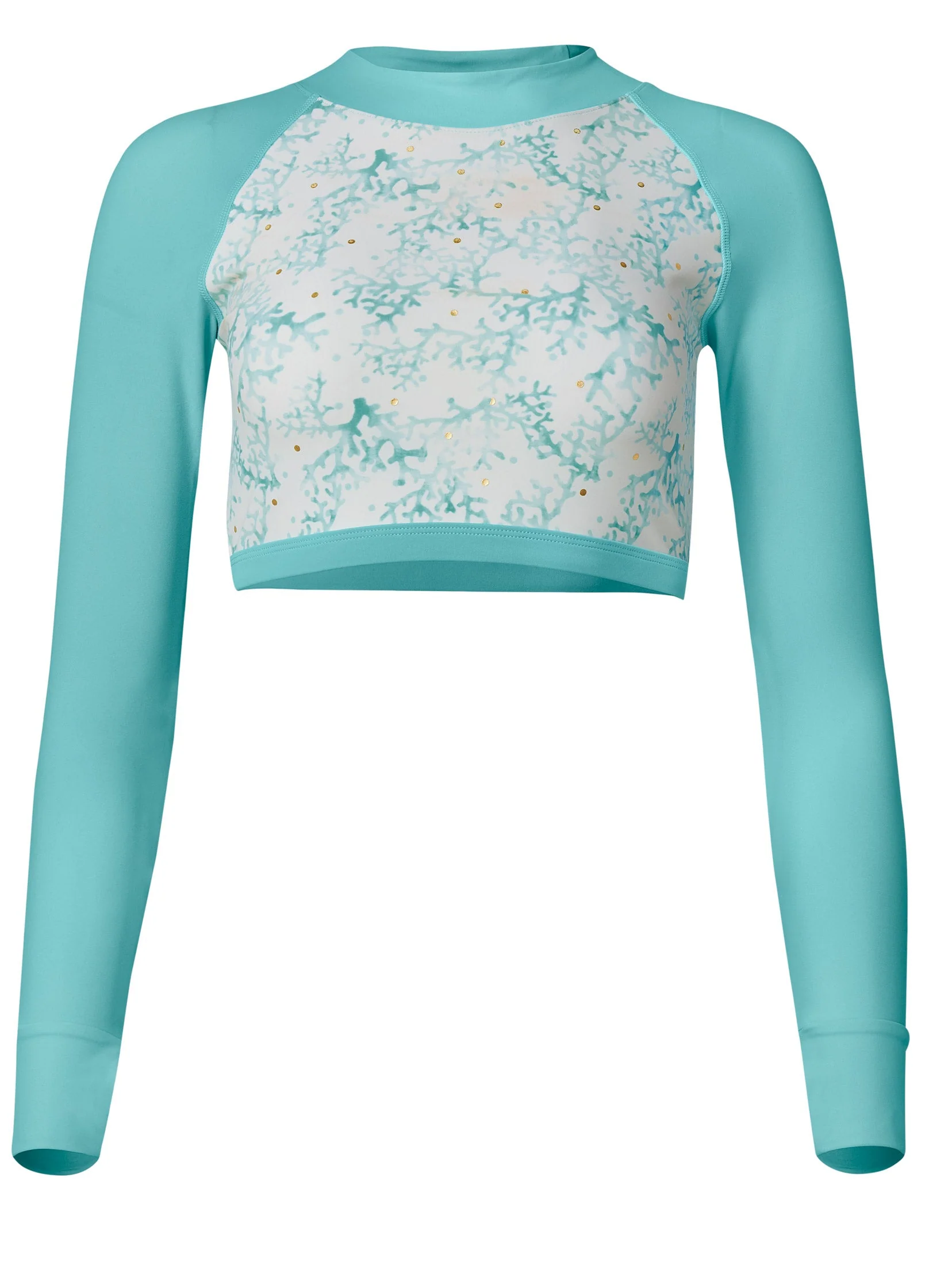 Long Sleeve Crop Swim Top - Lagoon Life - Image 3
