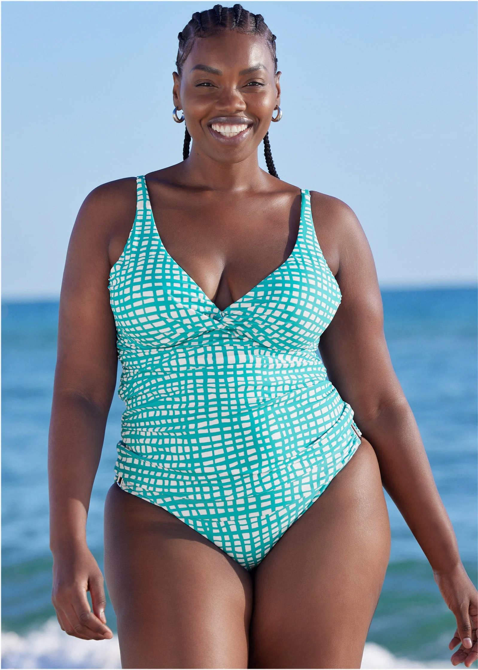 Paros Underwire Tankini - Checker Me Blue - Image 4