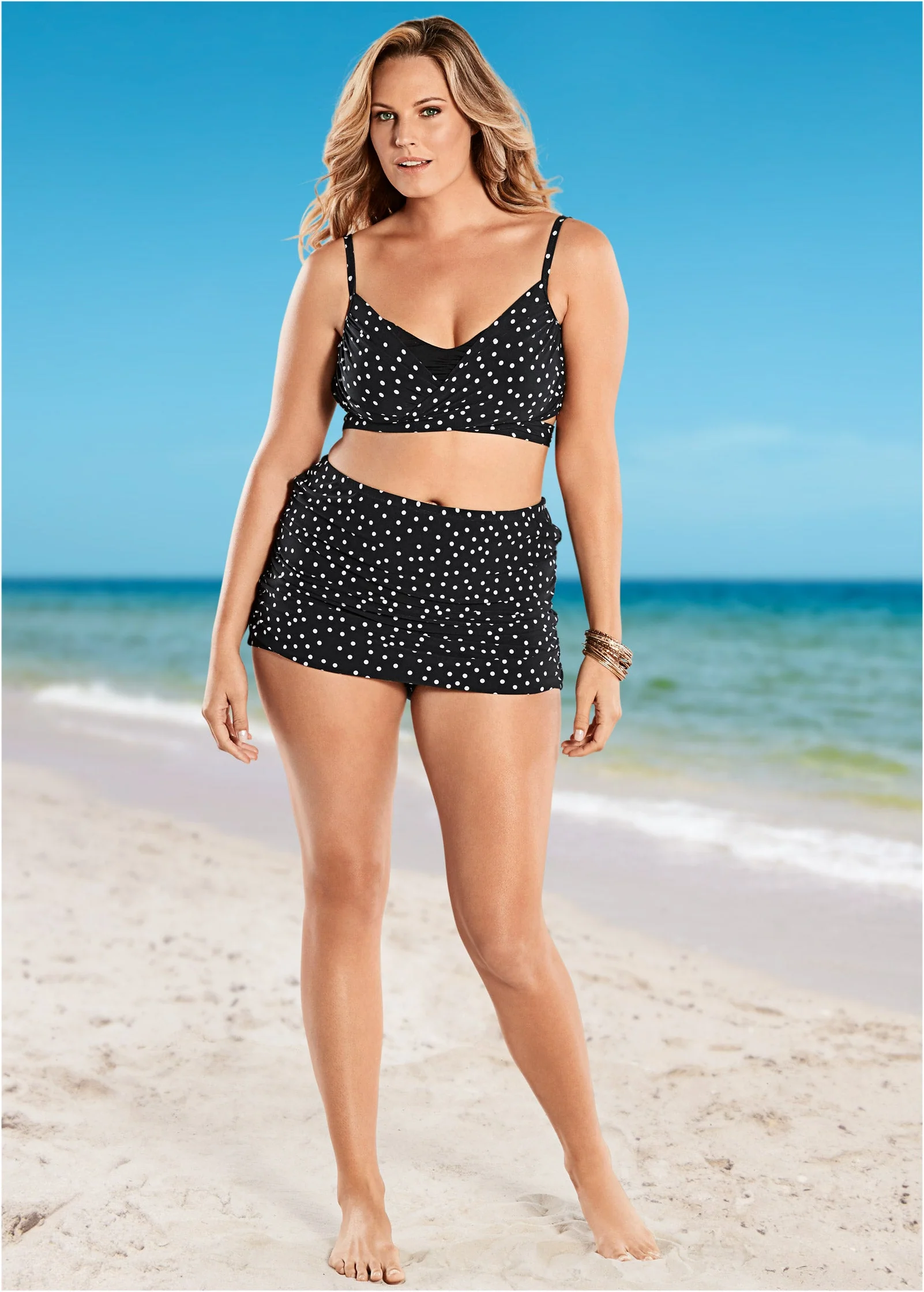 Ruched Skirted Bottom - Black Vintage Dot - Image 3