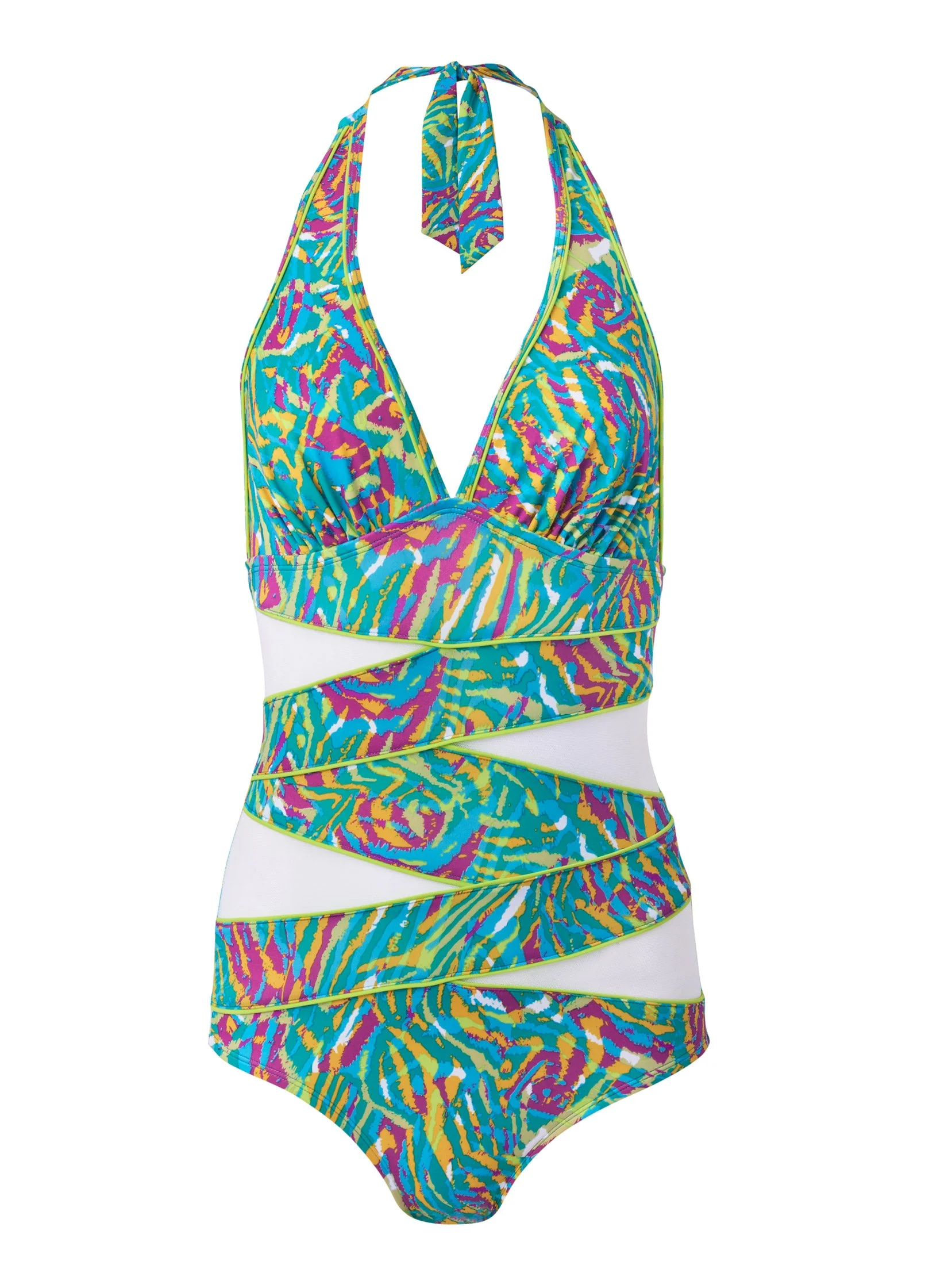 Peek-A-Boo Halter One-Piece - Tropical Twist - Image 3