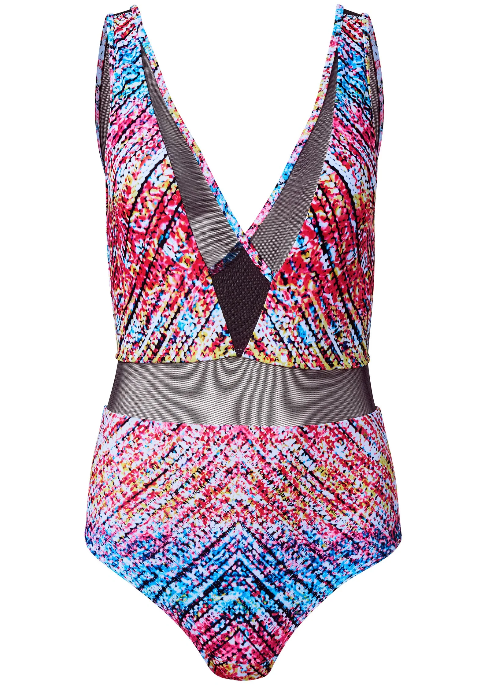 Peek-A-Boo Mesh One-Piece - Sunset Jive - Image 3