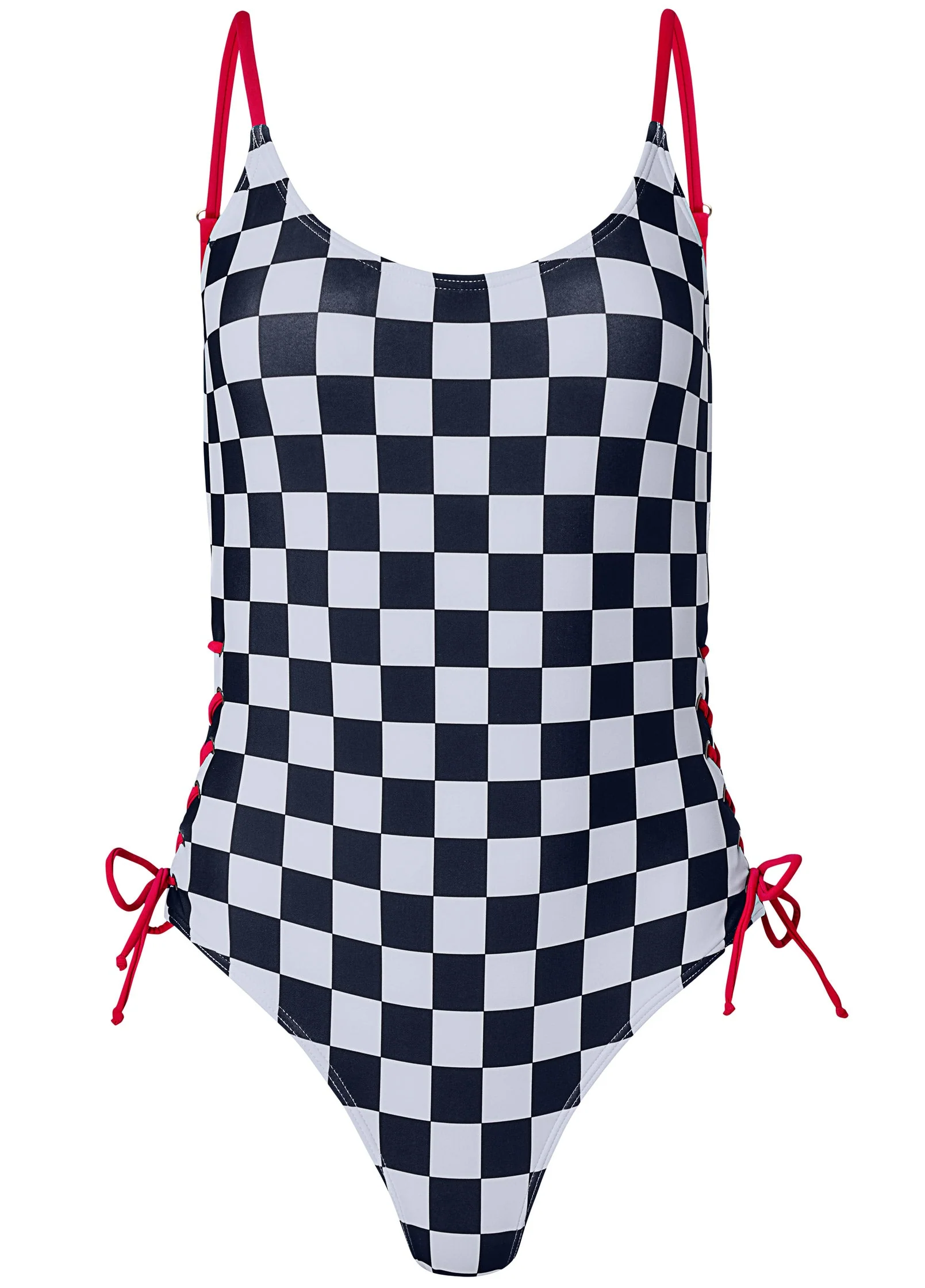 Side Grommet Tie One-Piece - Checkmate - Image 3