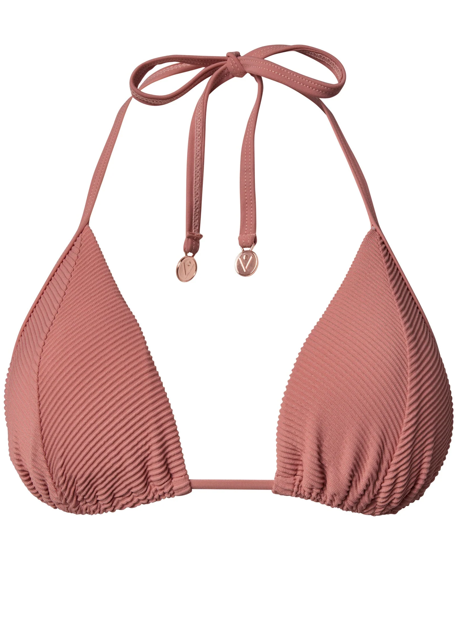 Rib Triangle Bikini Top - Pink Rosette - Image 3