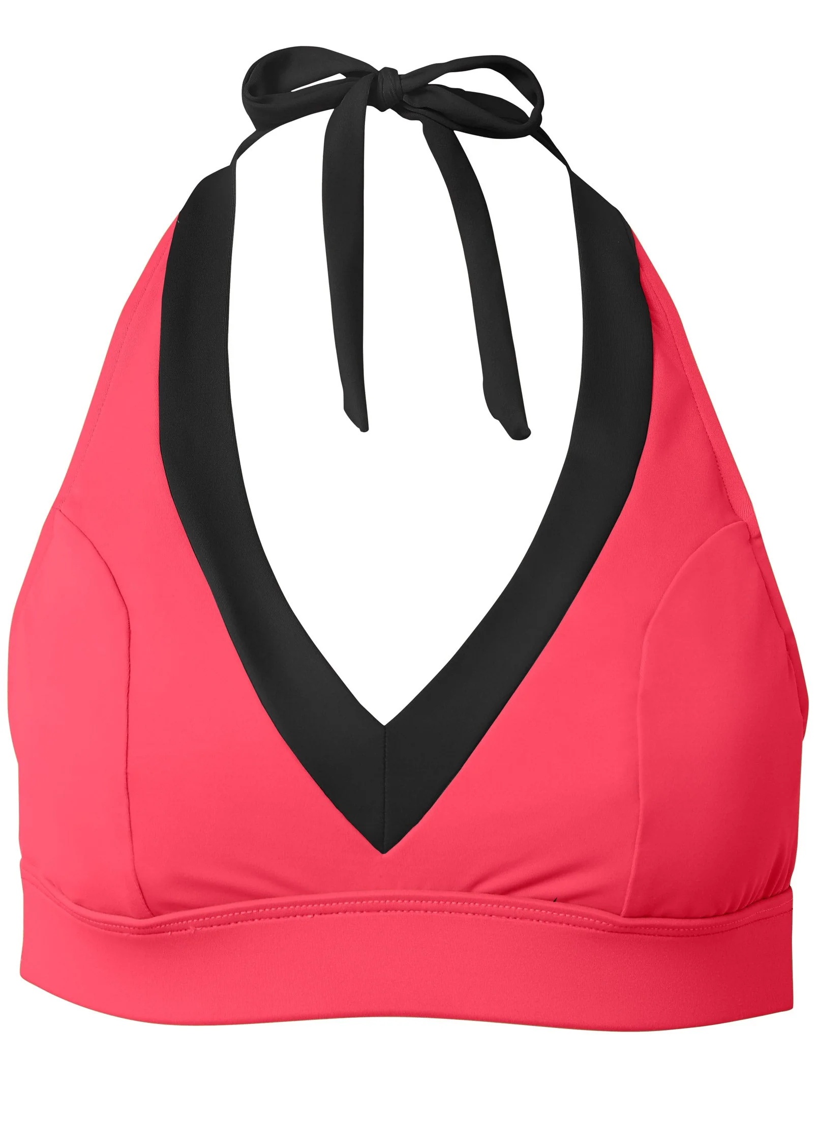 V-Neck Halter Bikini Top - Sunset Pink & Black Beauty - Image 3