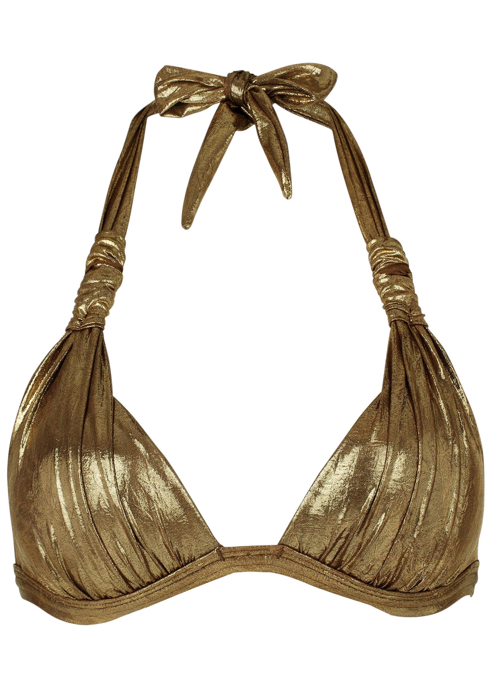 Metallic Goddess Push-Up Halter Top - Mahogany Shine - Image 5
