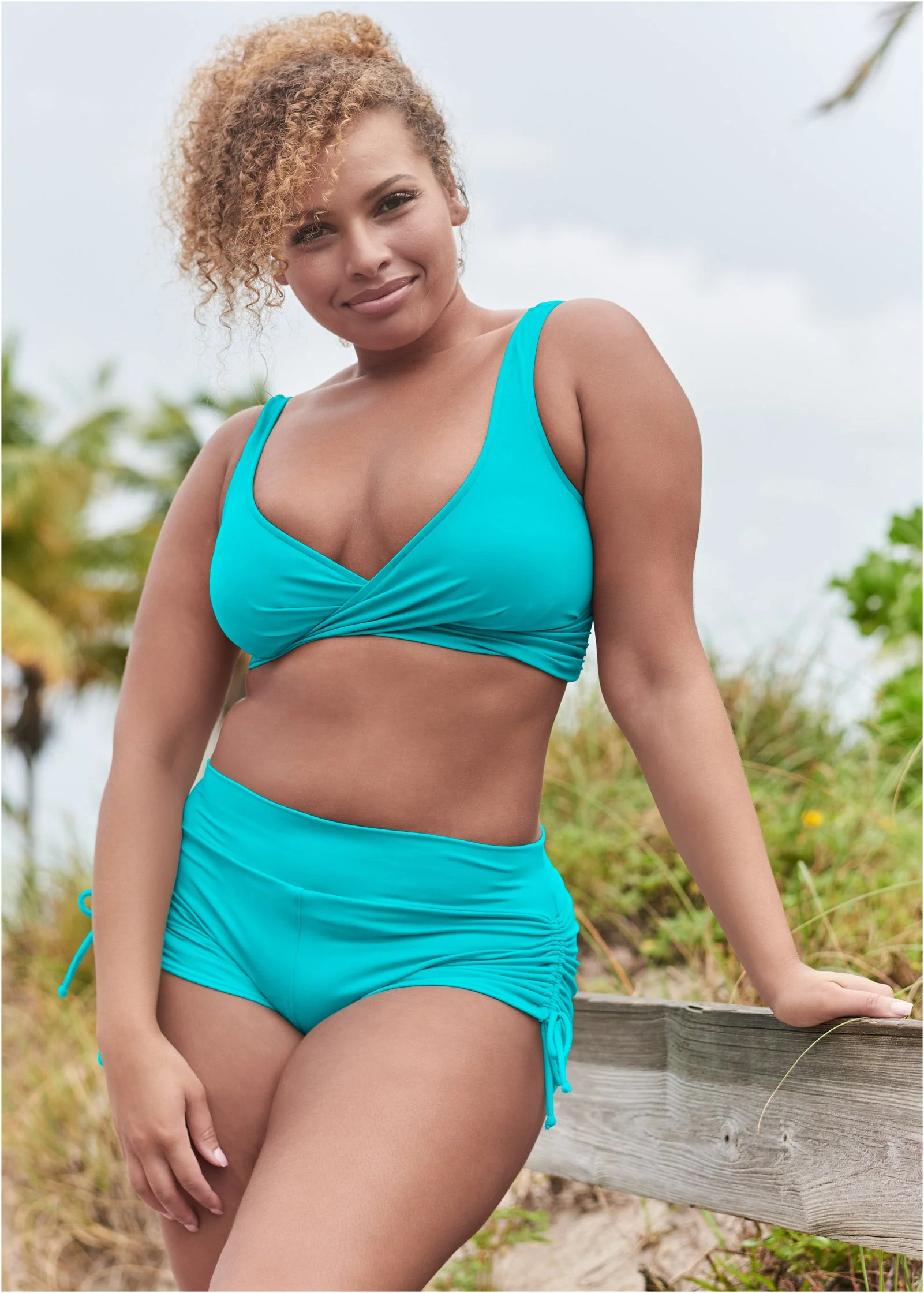 Lovely Lift Wrap Bikini Top - Aqua Reef - Image 4