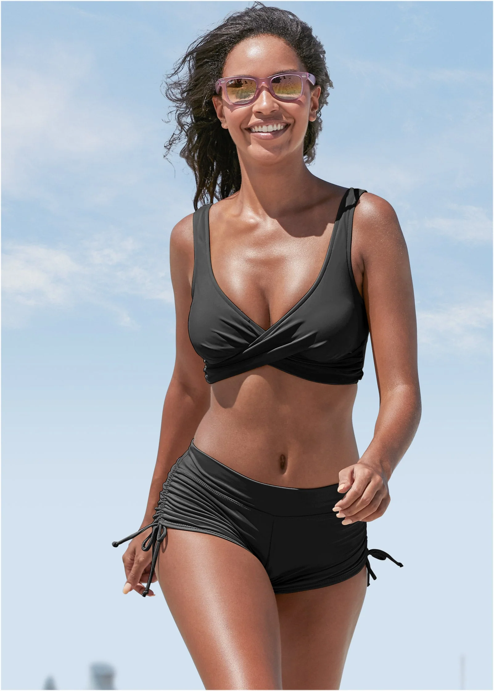 Lovely Lift Wrap Bikini Top - Black Beauty