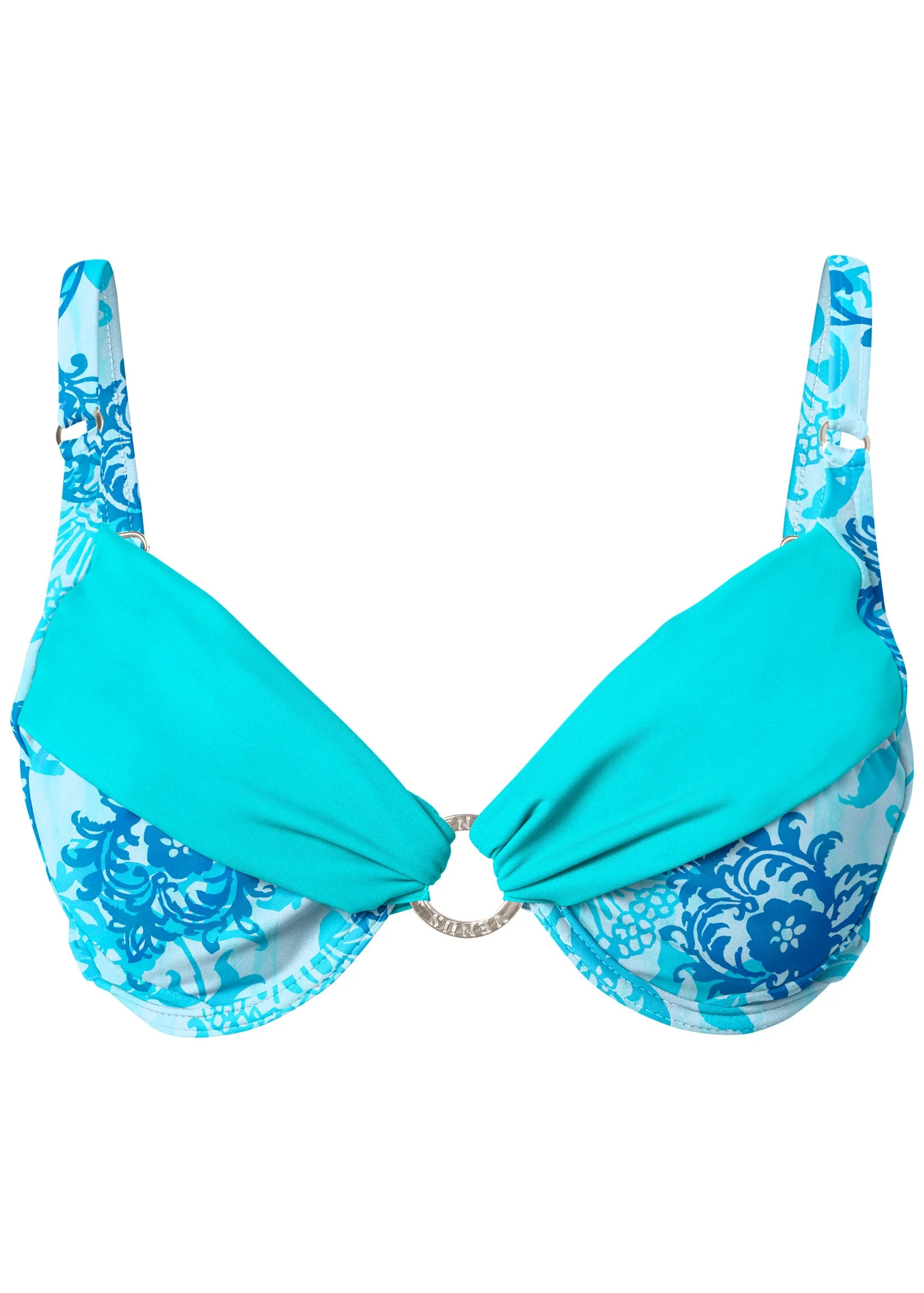 Sally Underwire Ring Top - Aqua Floral Vine - Image 3
