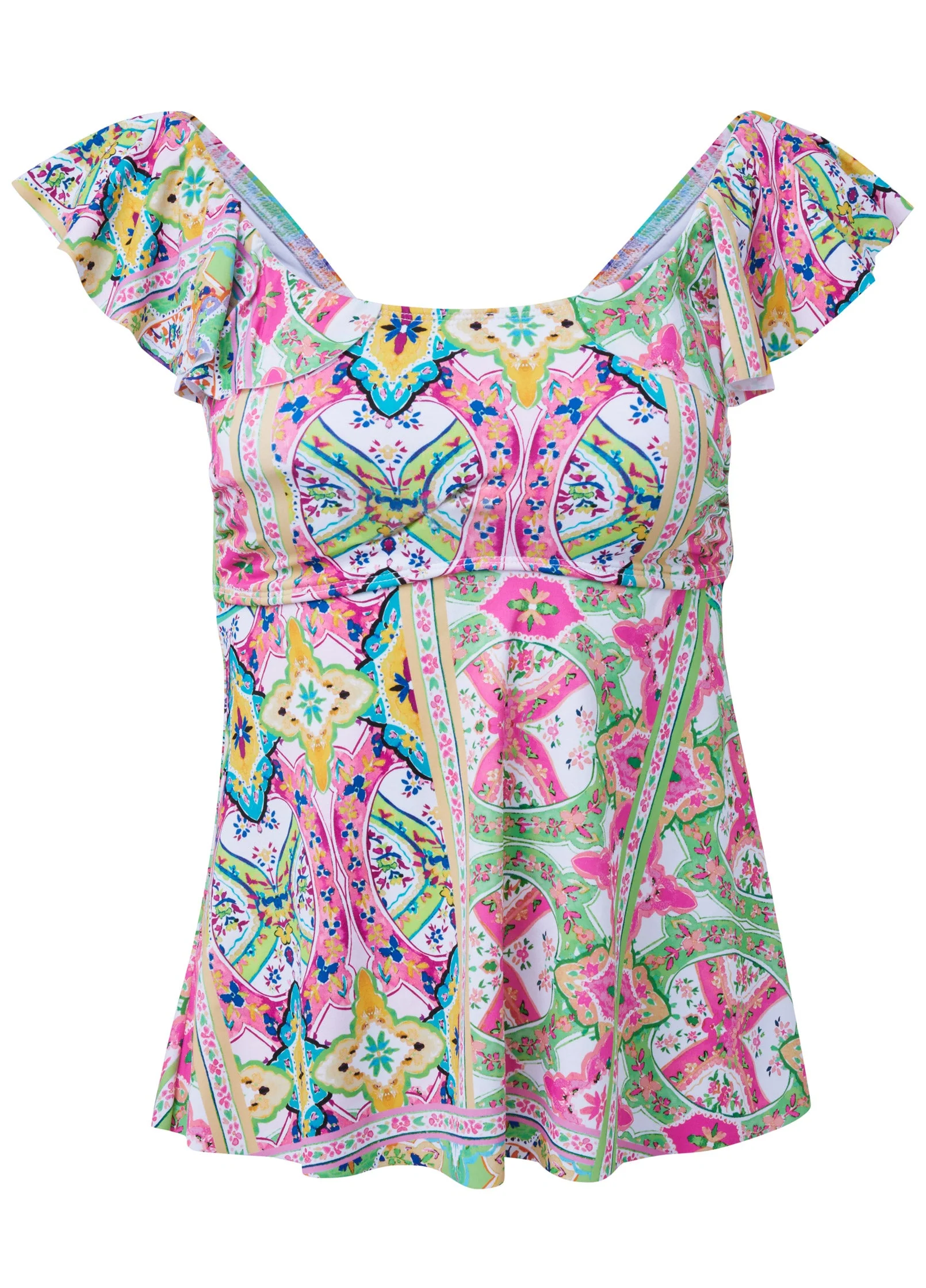 Flutter Sleeve Tankini Top - Beach Art - Image 3