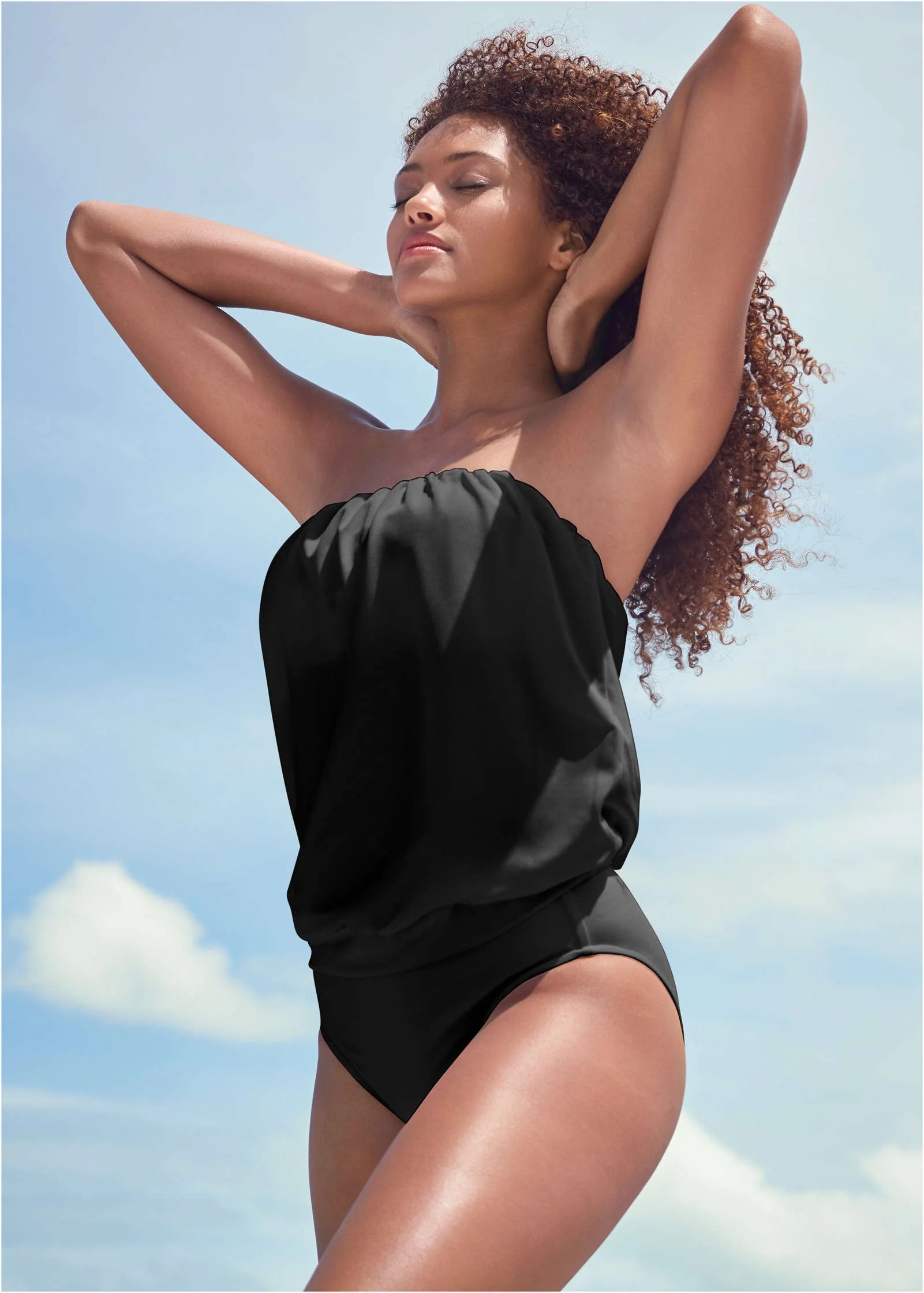 Blouson Bandeau Tankini - Black Beauty