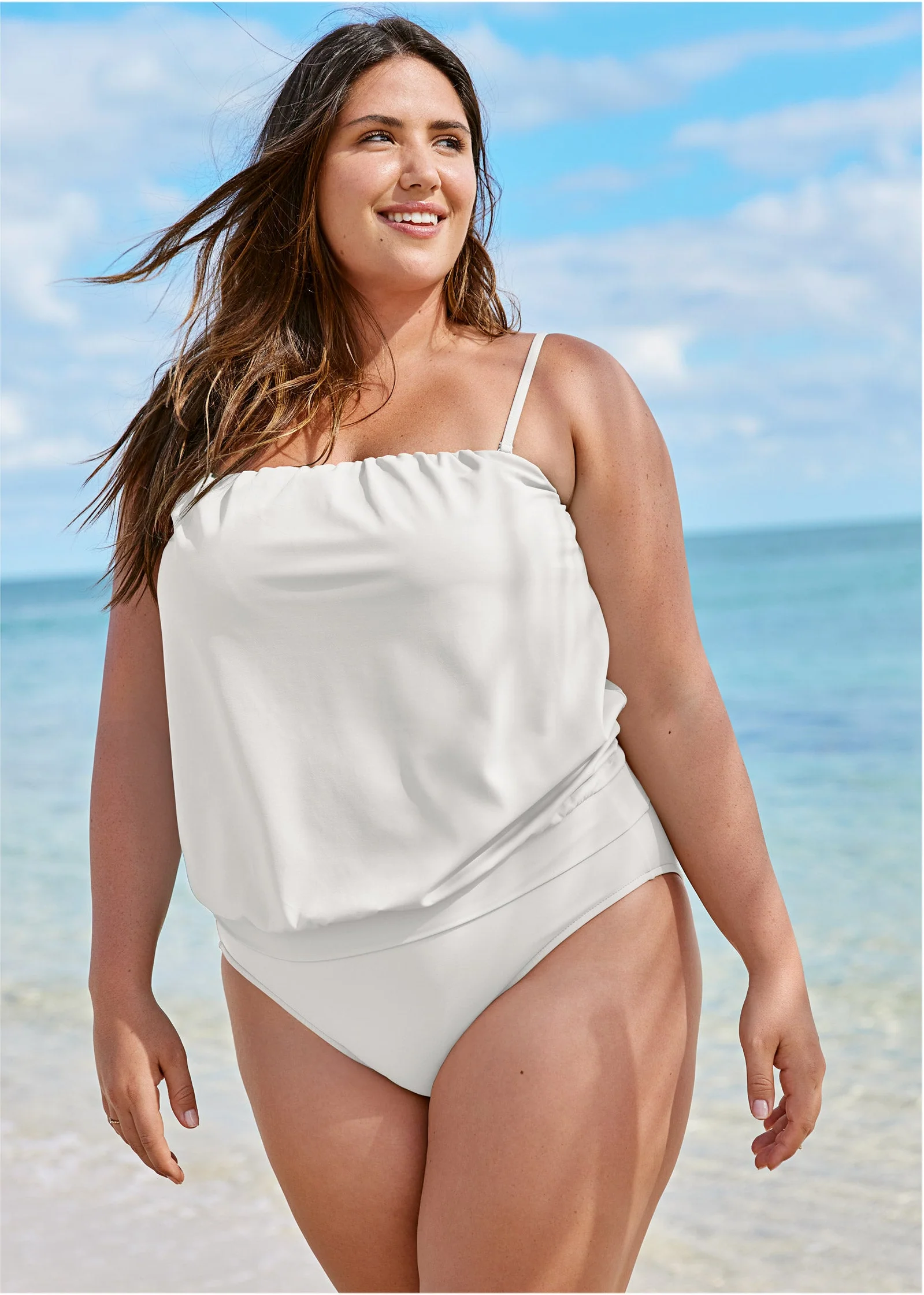 Blouson Bandeau Tankini - Pearl White - Image 5