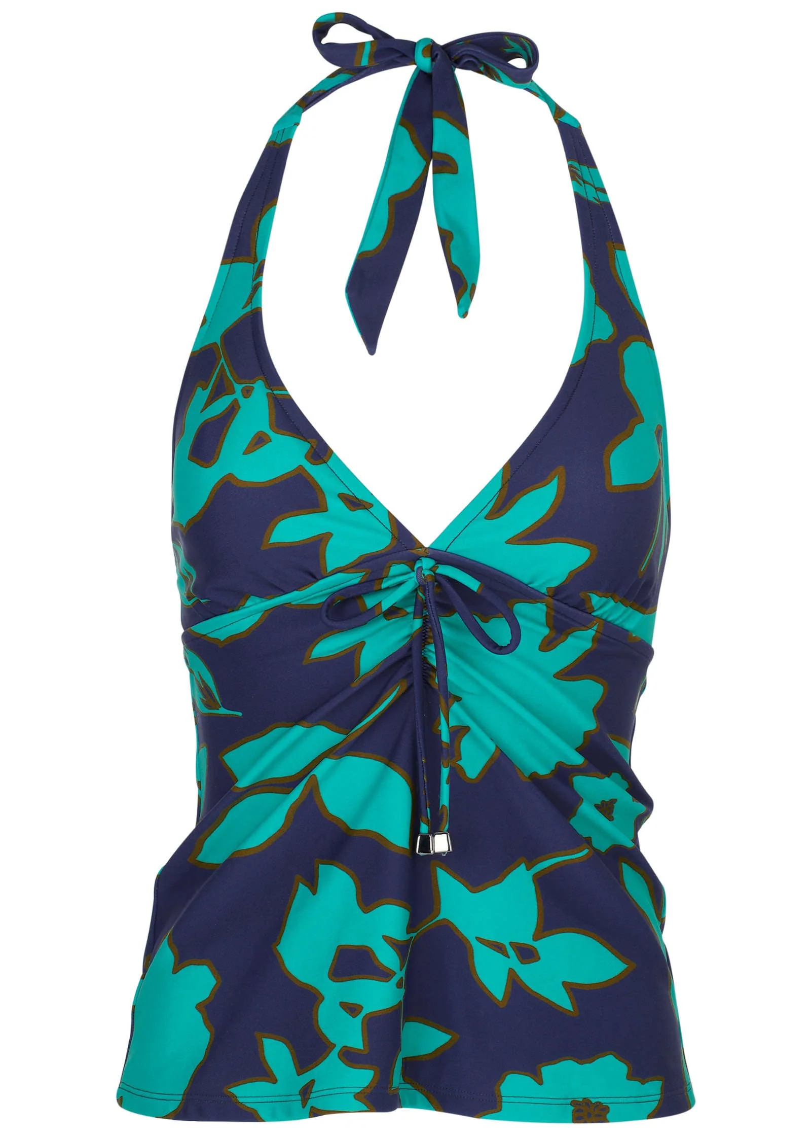 Sicily Halter Tankini - Blue Block Floral - Image 3