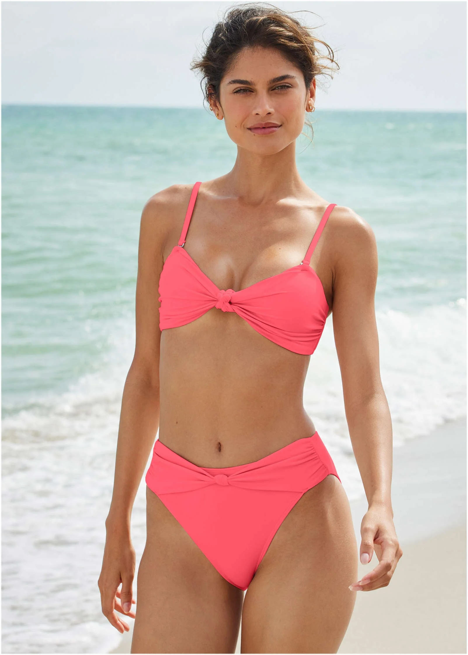 Knot Detail Bikini Bottom - Ocean Coral