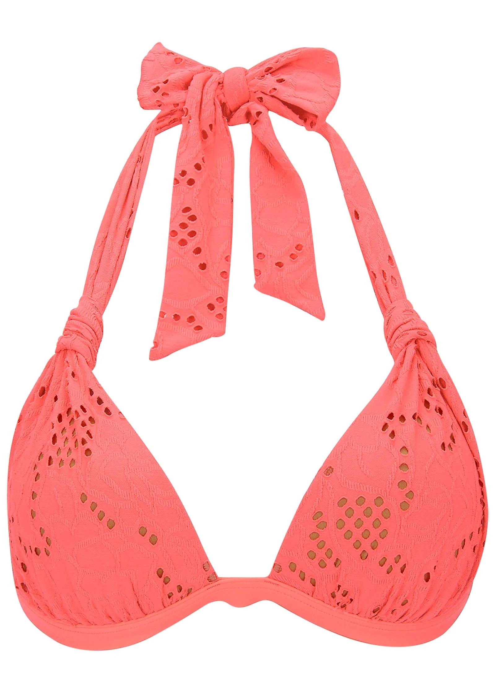 Lace Goddess Push-Up Halter Top - Coral - Image 4