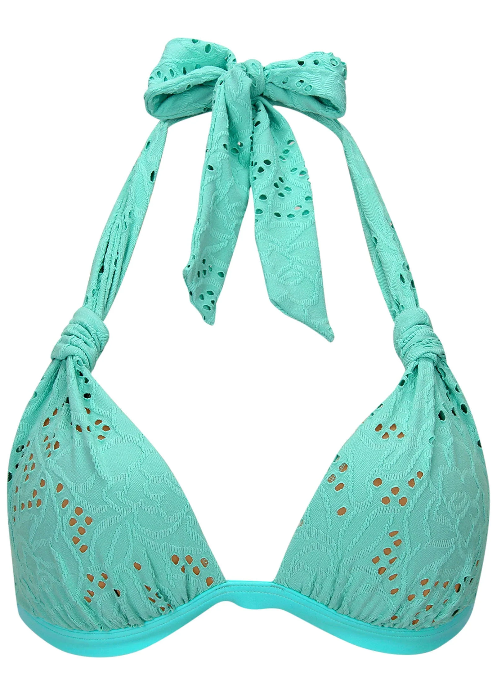 Lace Goddess Push-Up Halter Top - Light Teal - Image 4