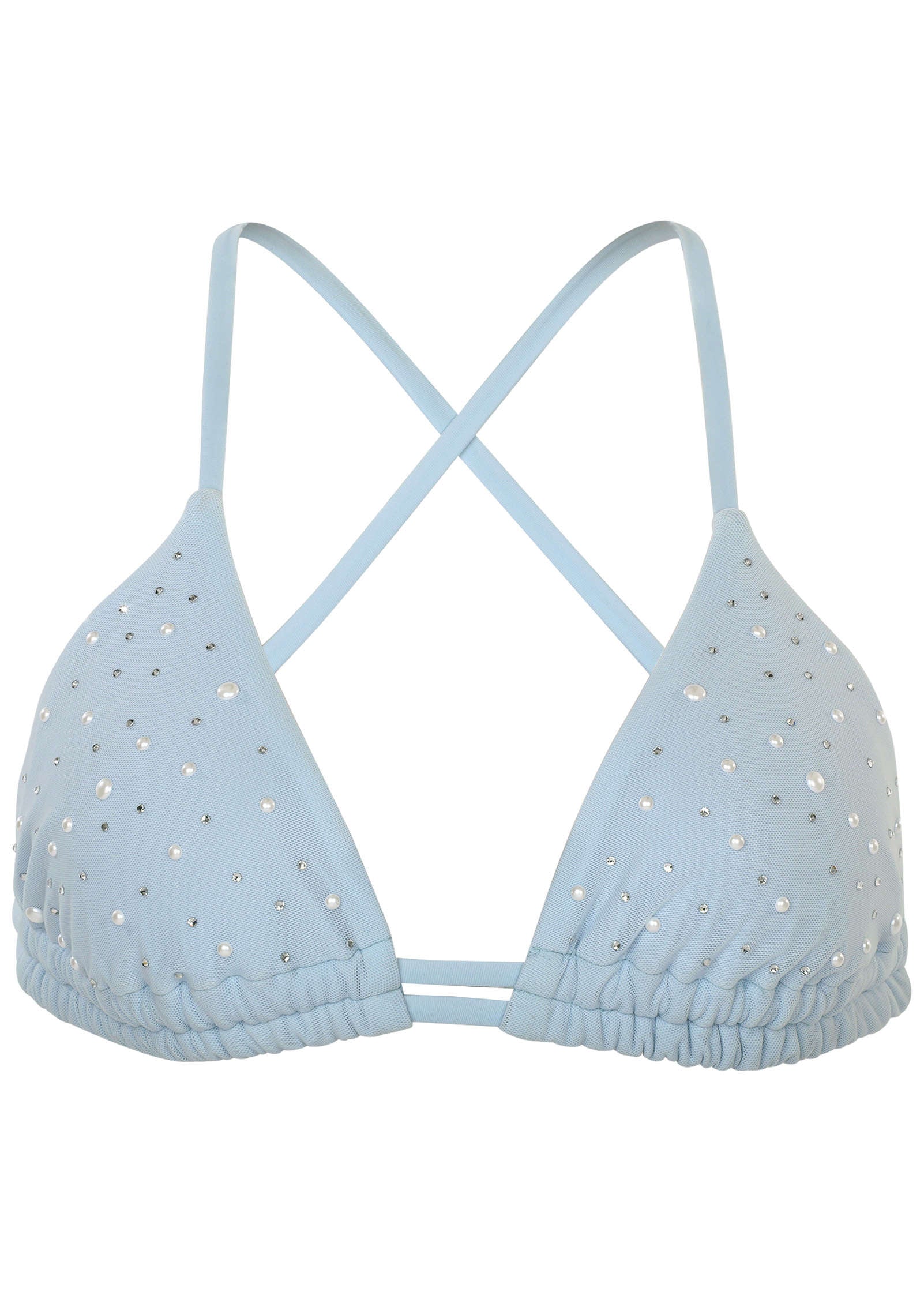 Embellished Bikini Top - Light Blue - Image 4