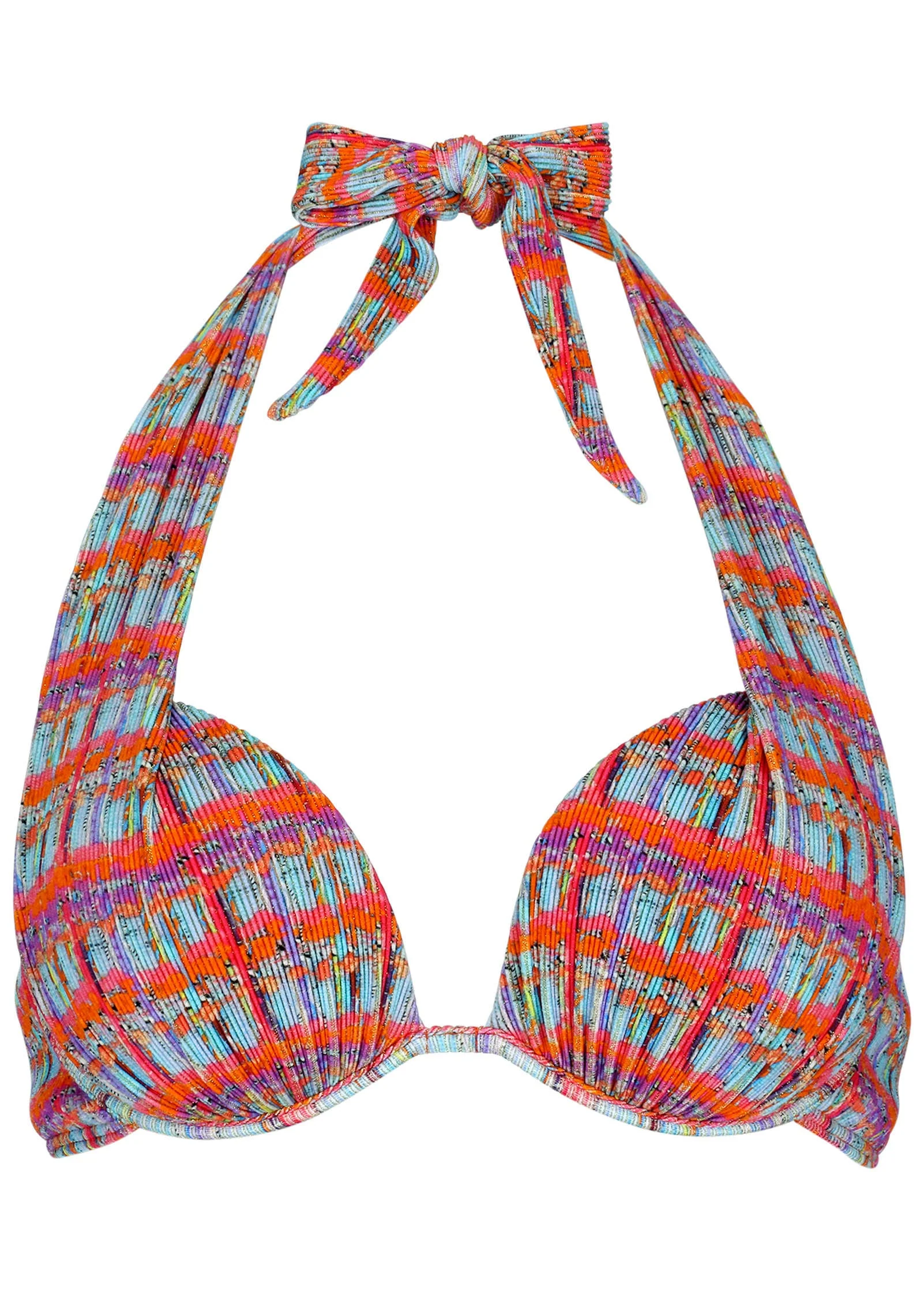 Lurex Rib Marilyn Push-Up Halter Top - Tweedy Plaid - Image 4