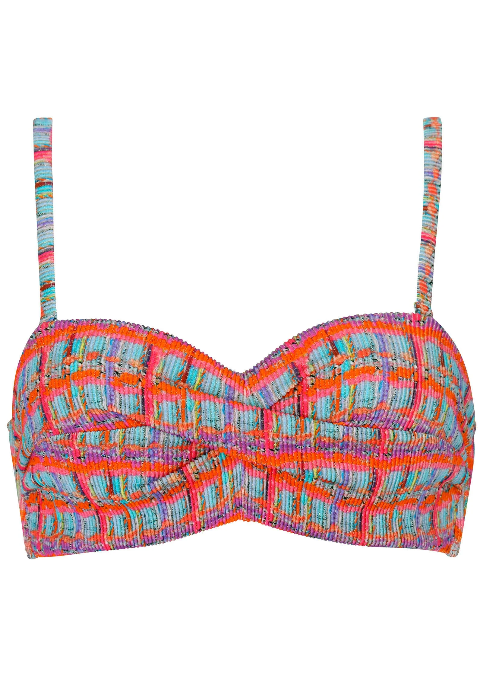 Lurex Rib Amalfi Bandeau Top - Tweedy Plaid - Image 4