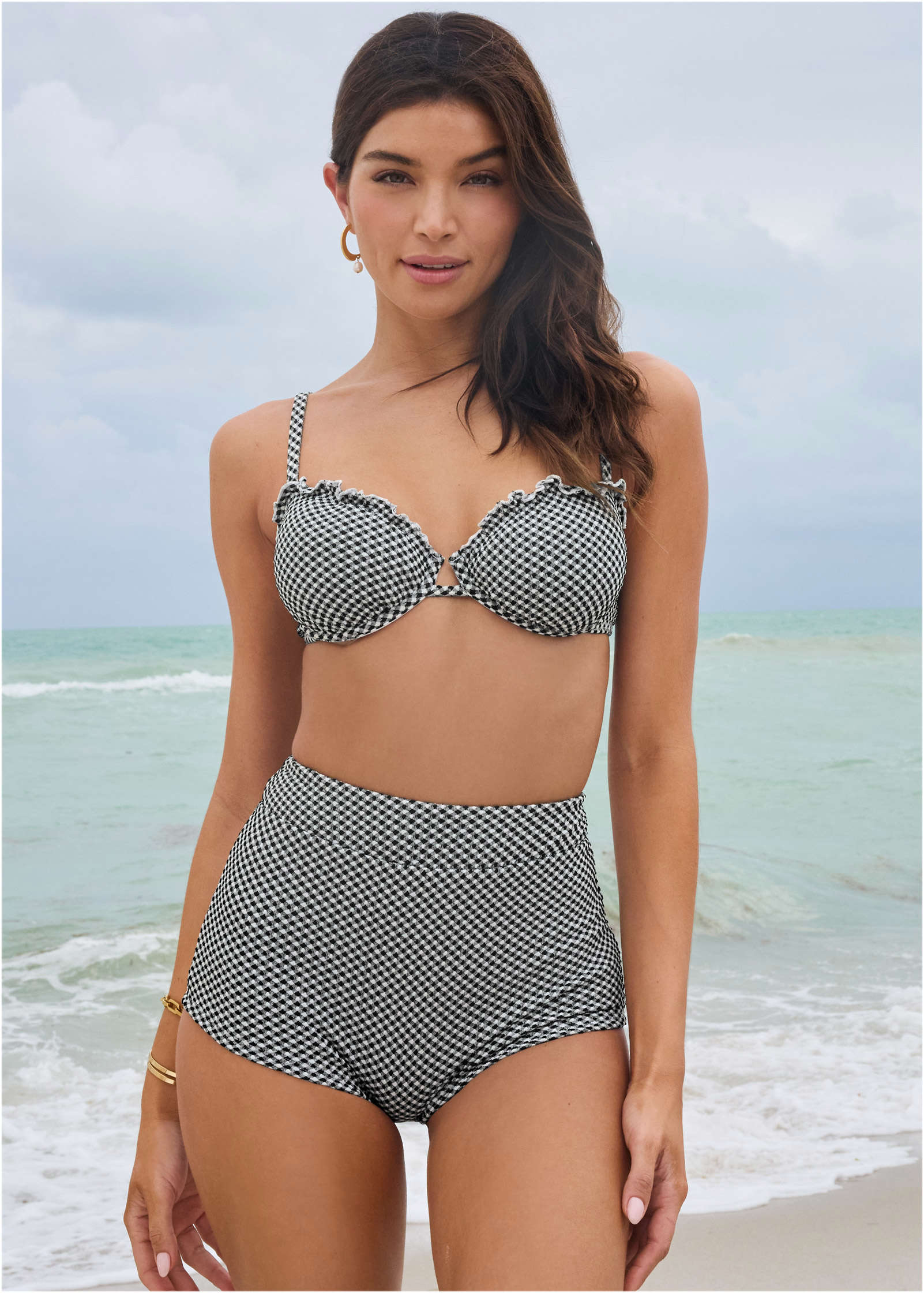Retro Swim Bikini Short - Black & White - Image 2