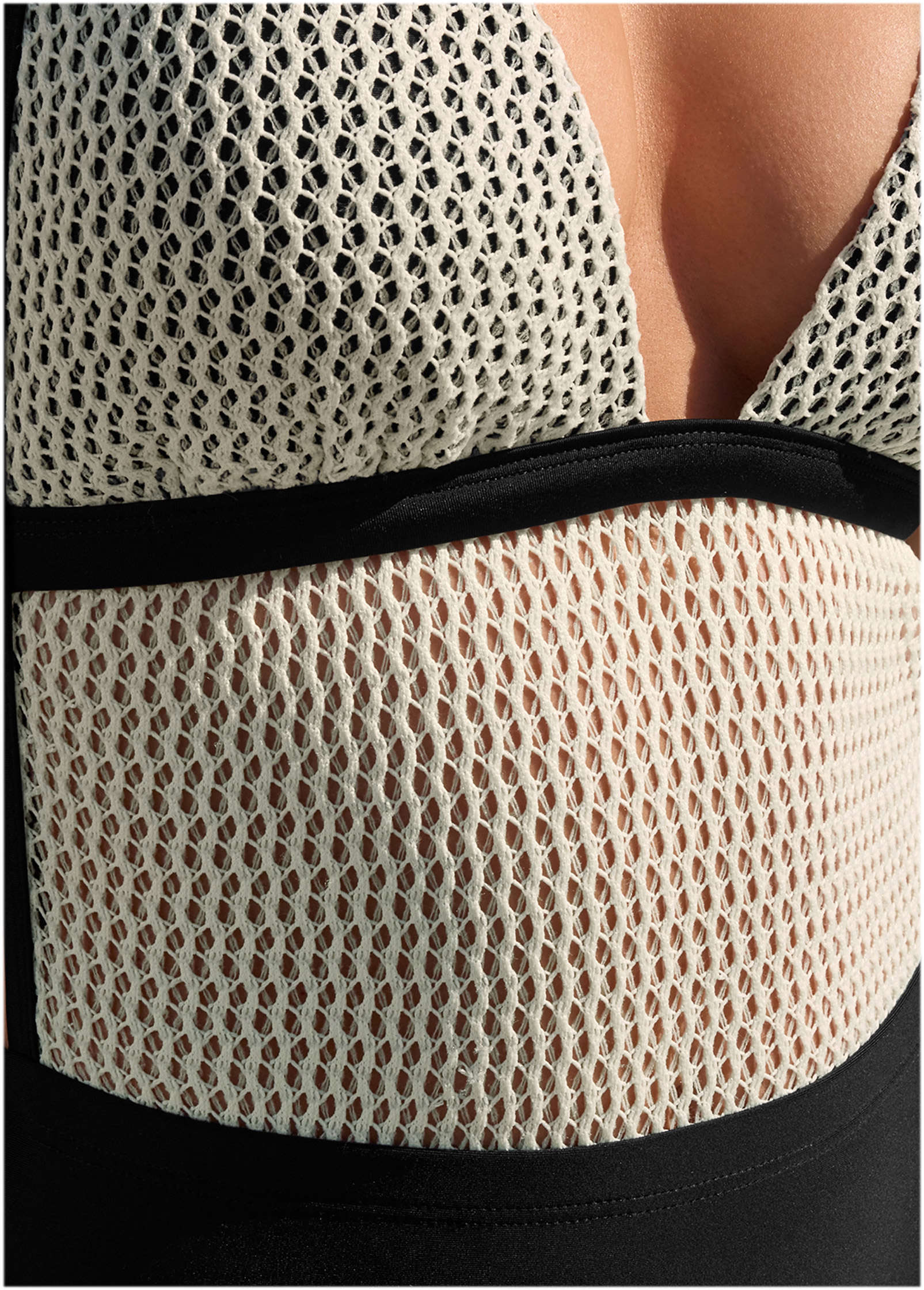 Crochet Open Back Swimsuit - Cream - Image 3