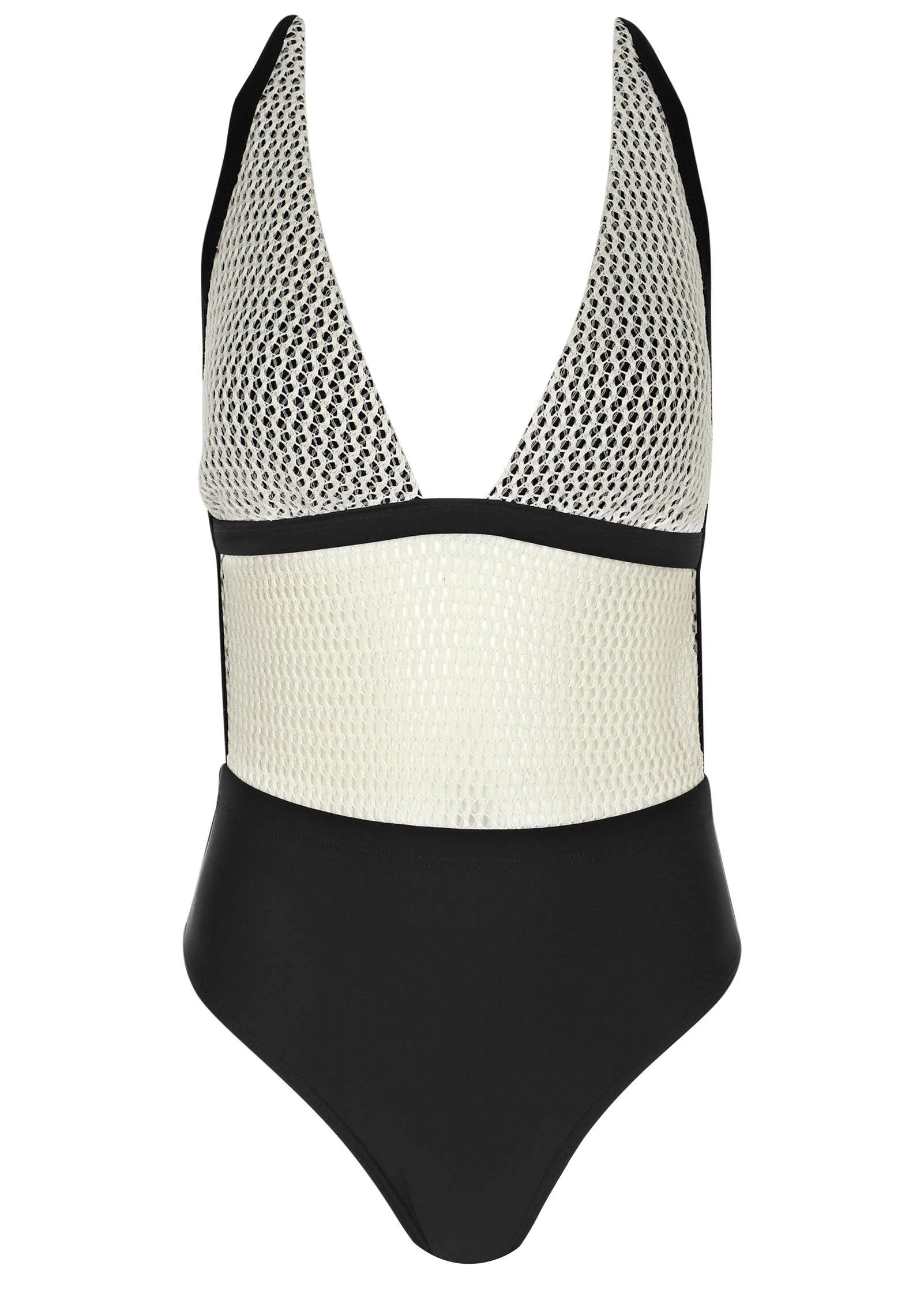 Crochet Open Back Swimsuit - Cream - Image 4