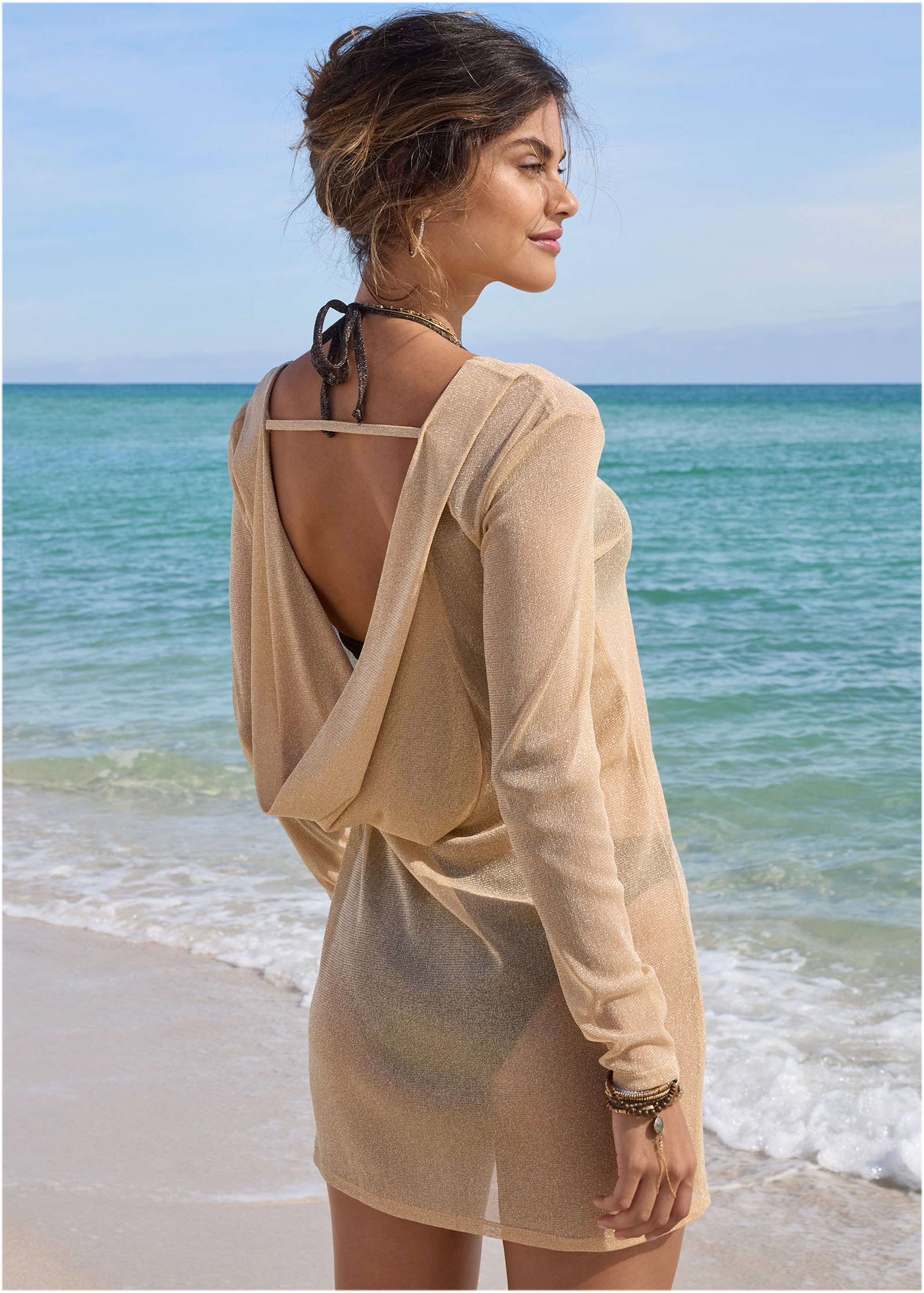 Backless Cover-Up Dress - Gold