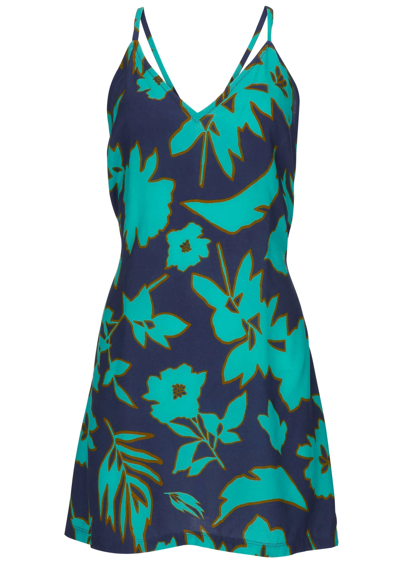 Low Back Cover-Up Dress - Blue Block Floral - Image 3