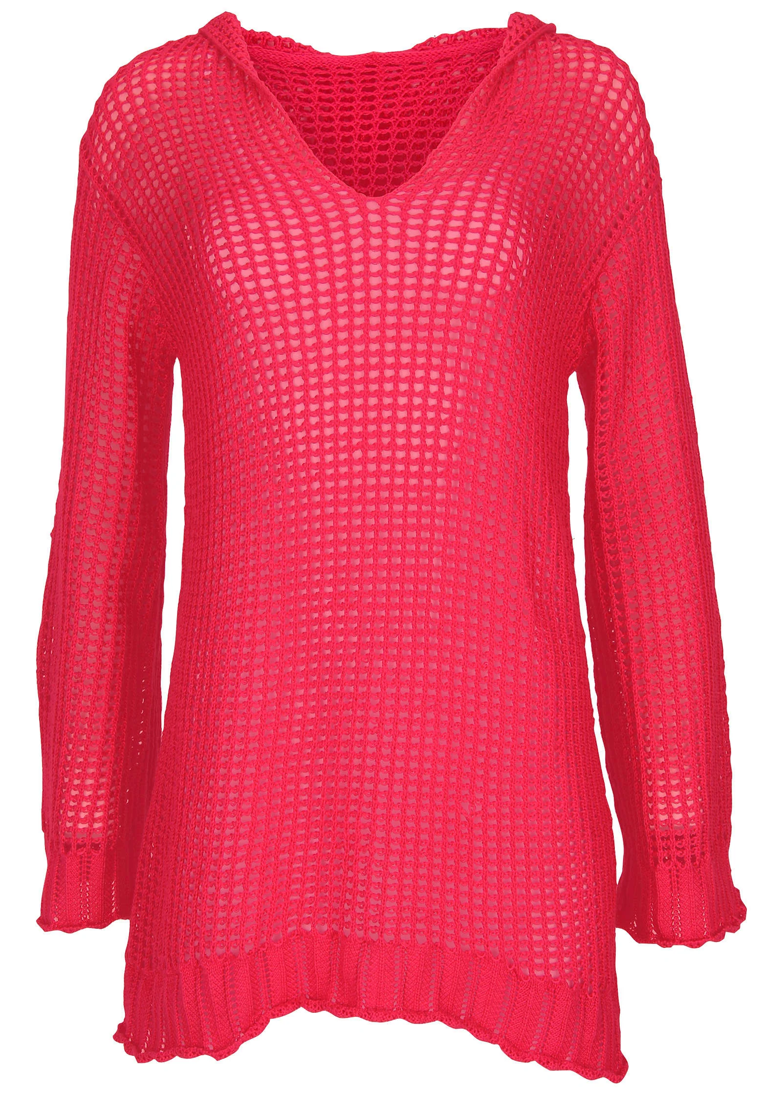 Crochet Cover-Up Dress - Raspberry - Image 4