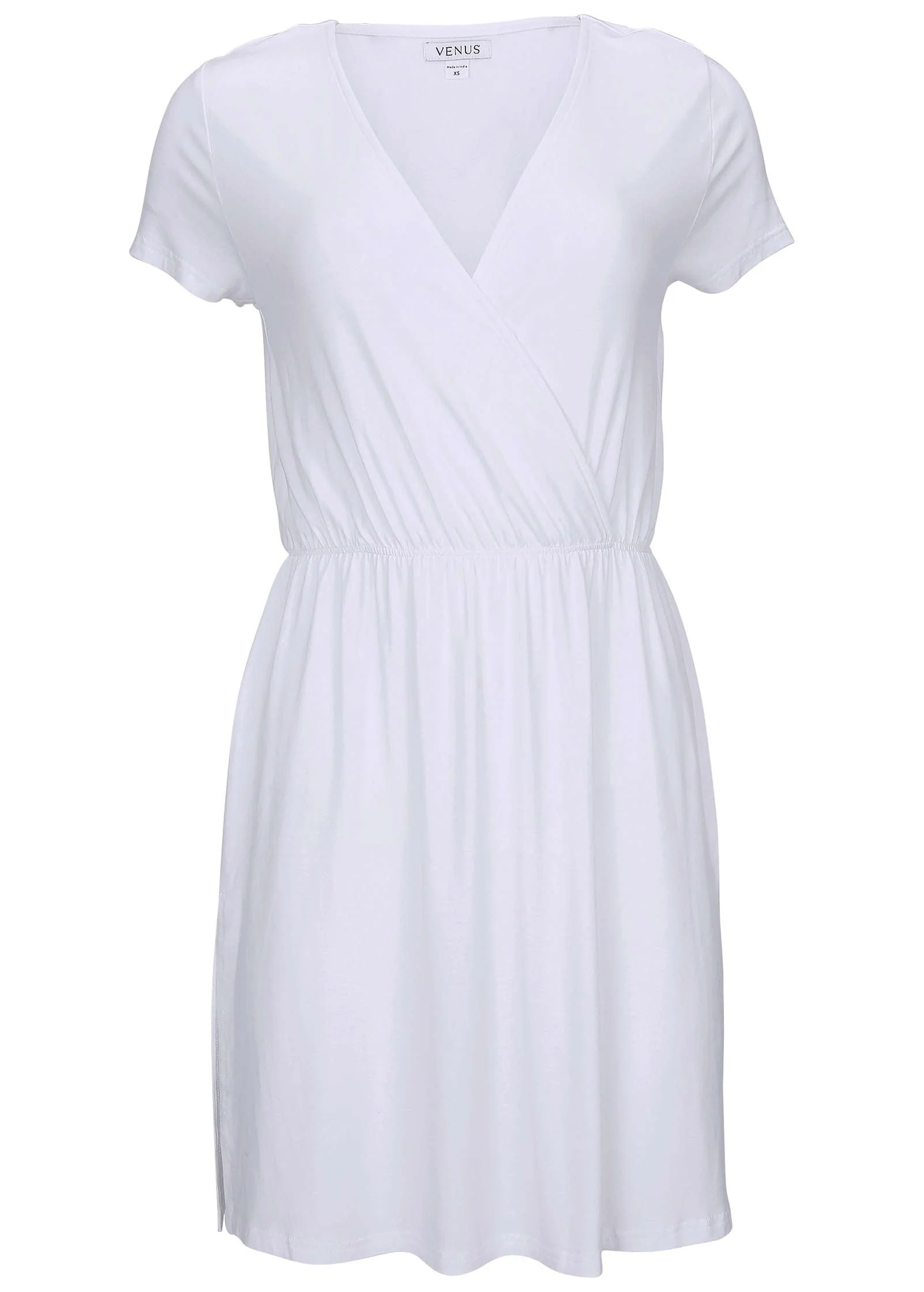 Short Sleeve Cover-Up Dress - White - Image 3