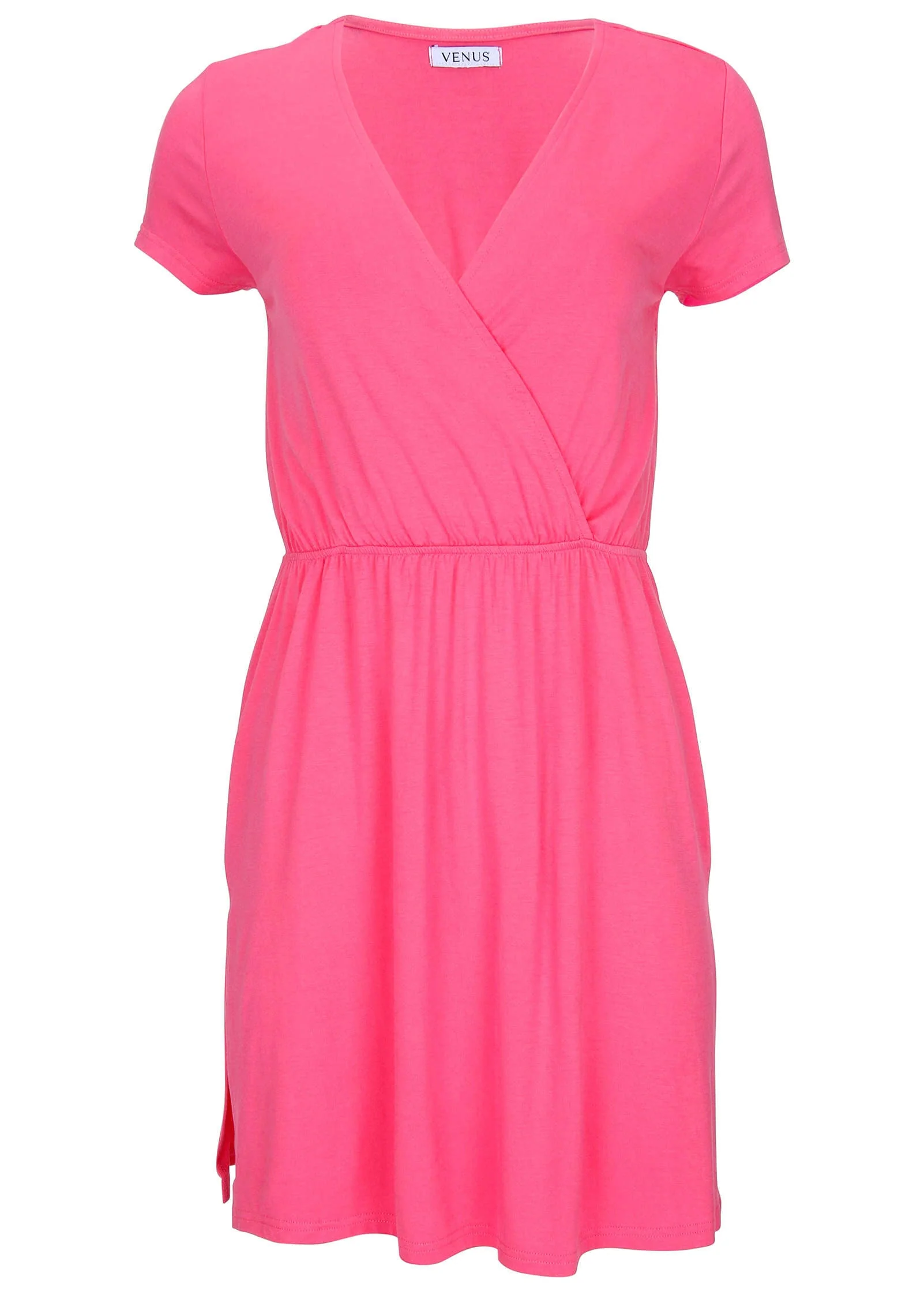 Short Sleeve Cover-Up Dress - Bright Pink - Image 3