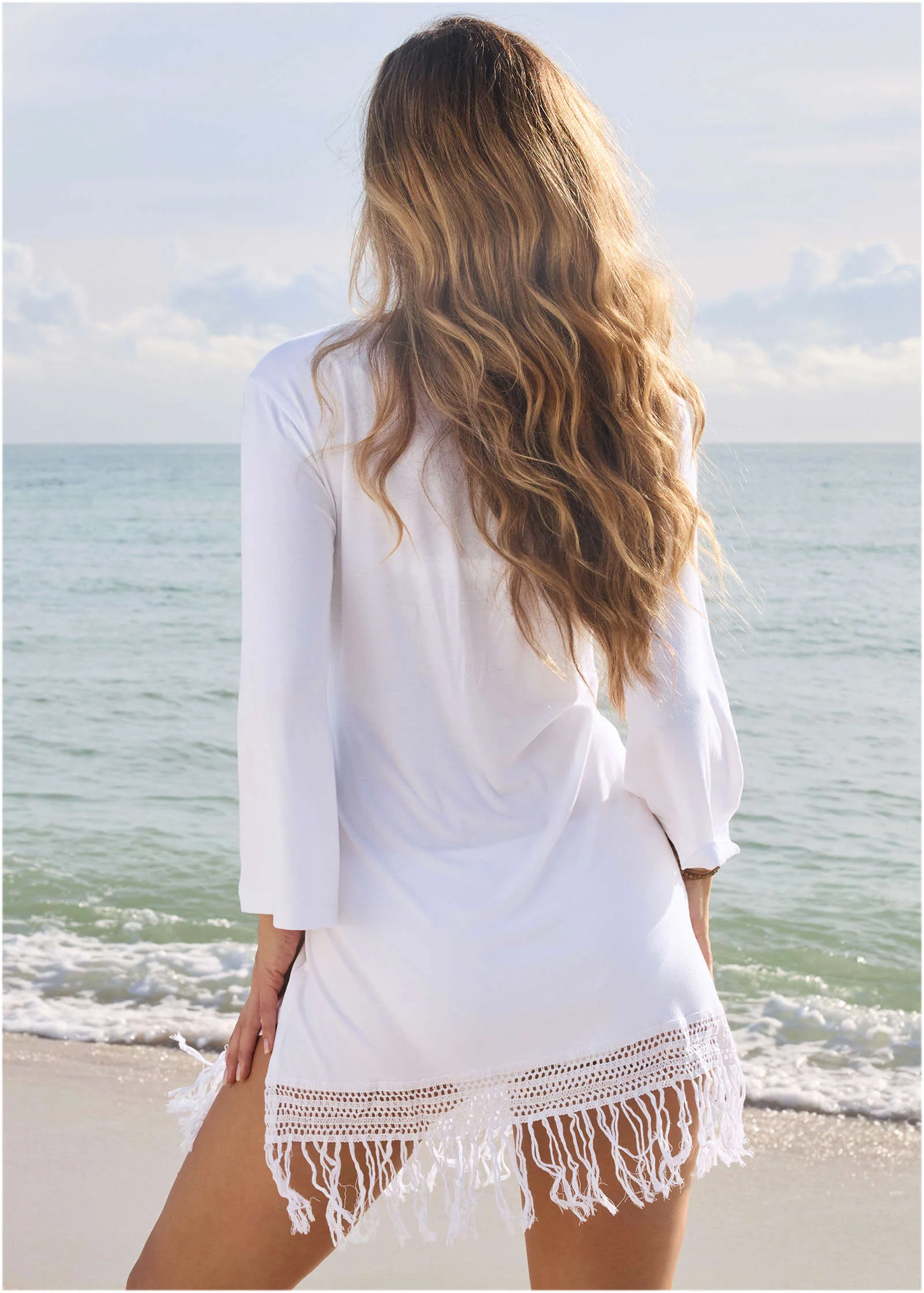 Knit Tunic Cover-Up Dress - White - Image 2