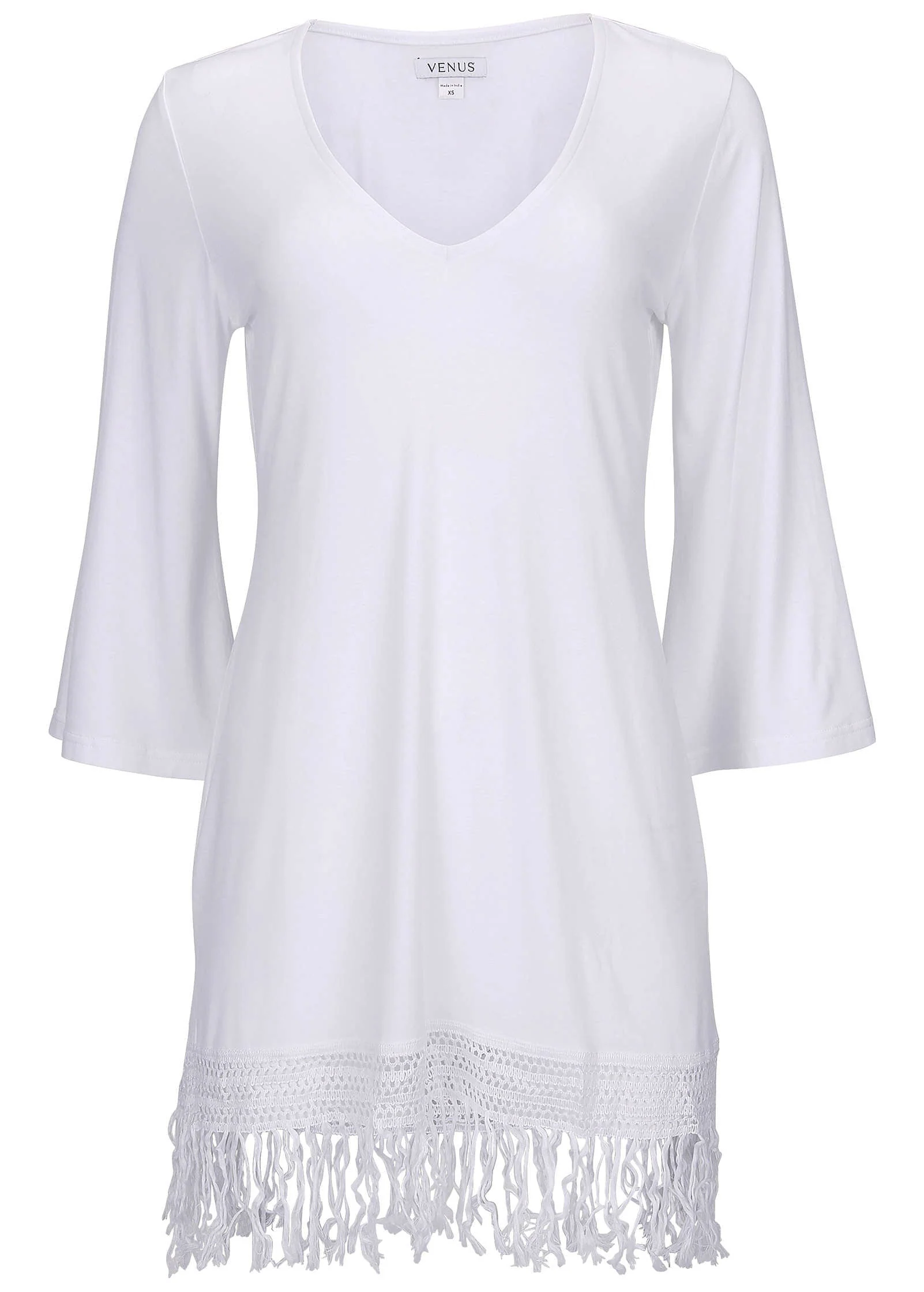 Knit Tunic Cover-Up Dress - White - Image 3