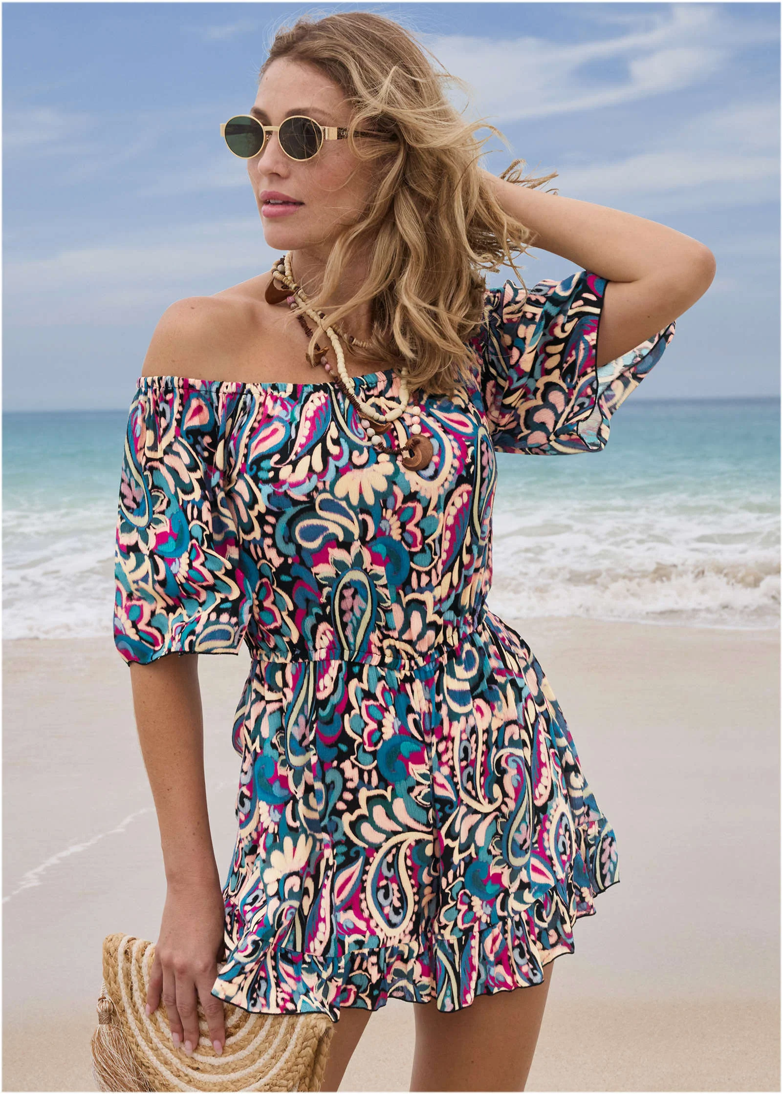 Flirty Cover-Up Romper - Fuzzy Paisley