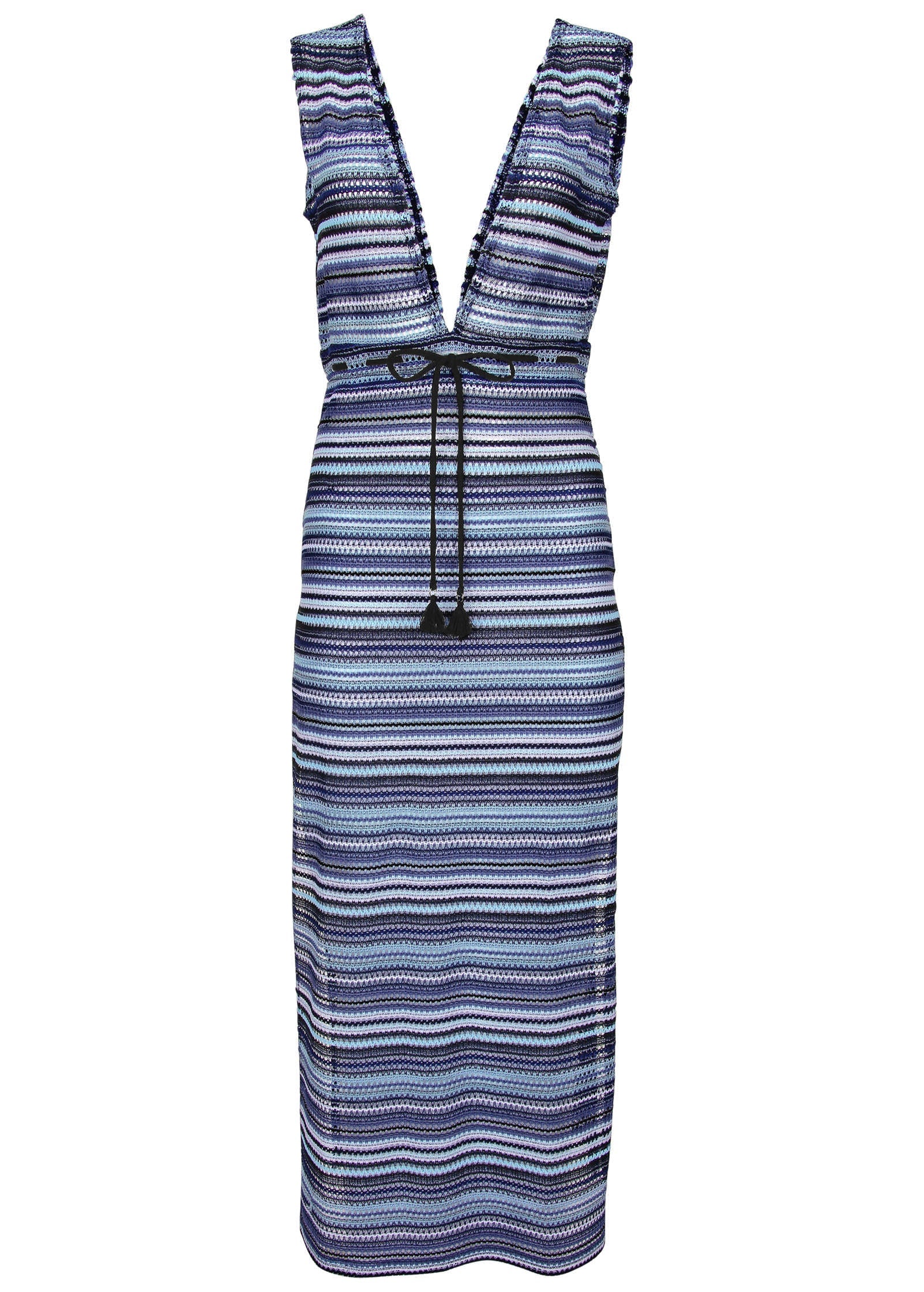 Crochet Maxi Cover-Up Dress - Navy Multi - Image 4