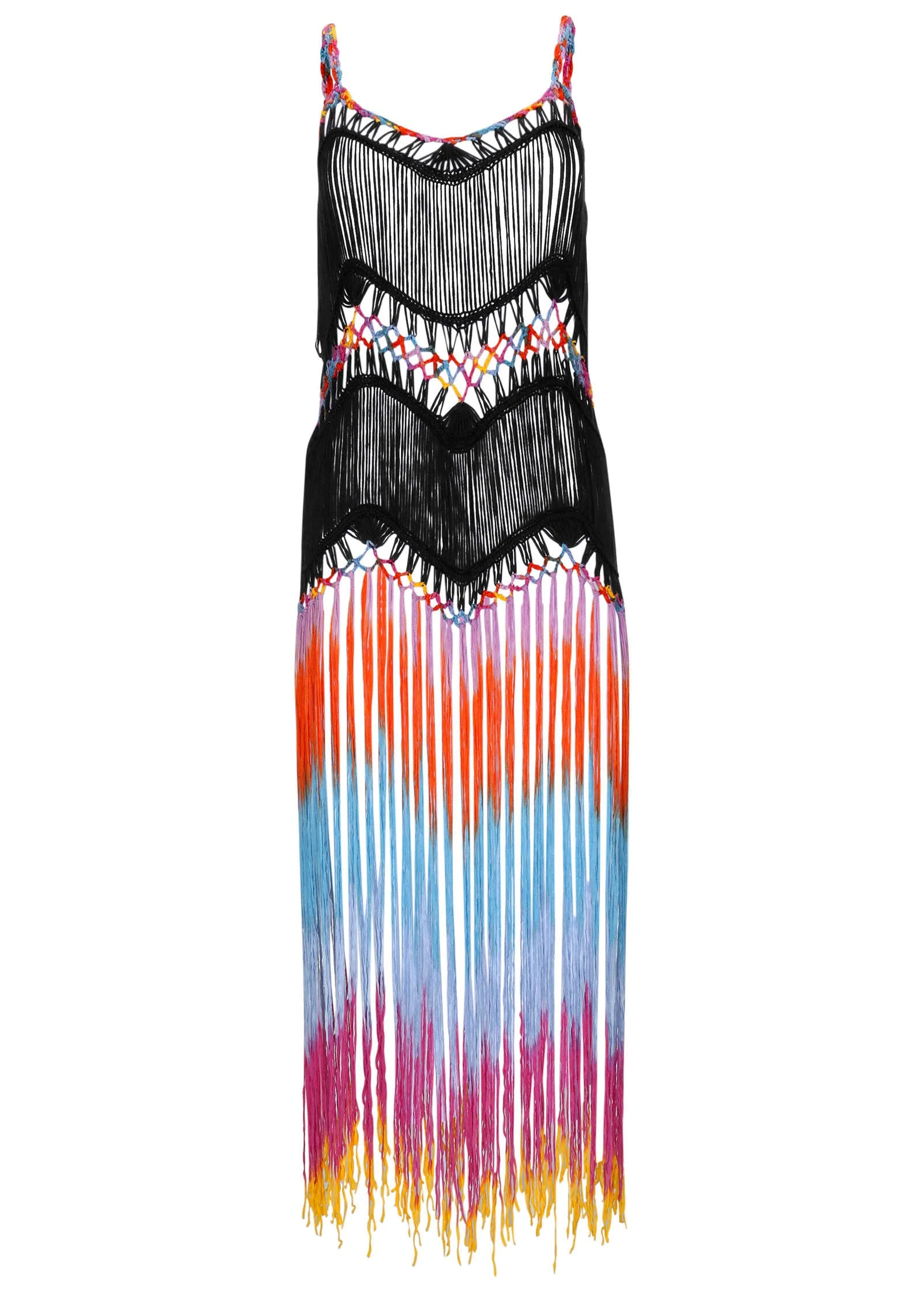 Maxi Crochet Cover-Up Dress - Black Multi - Image 4