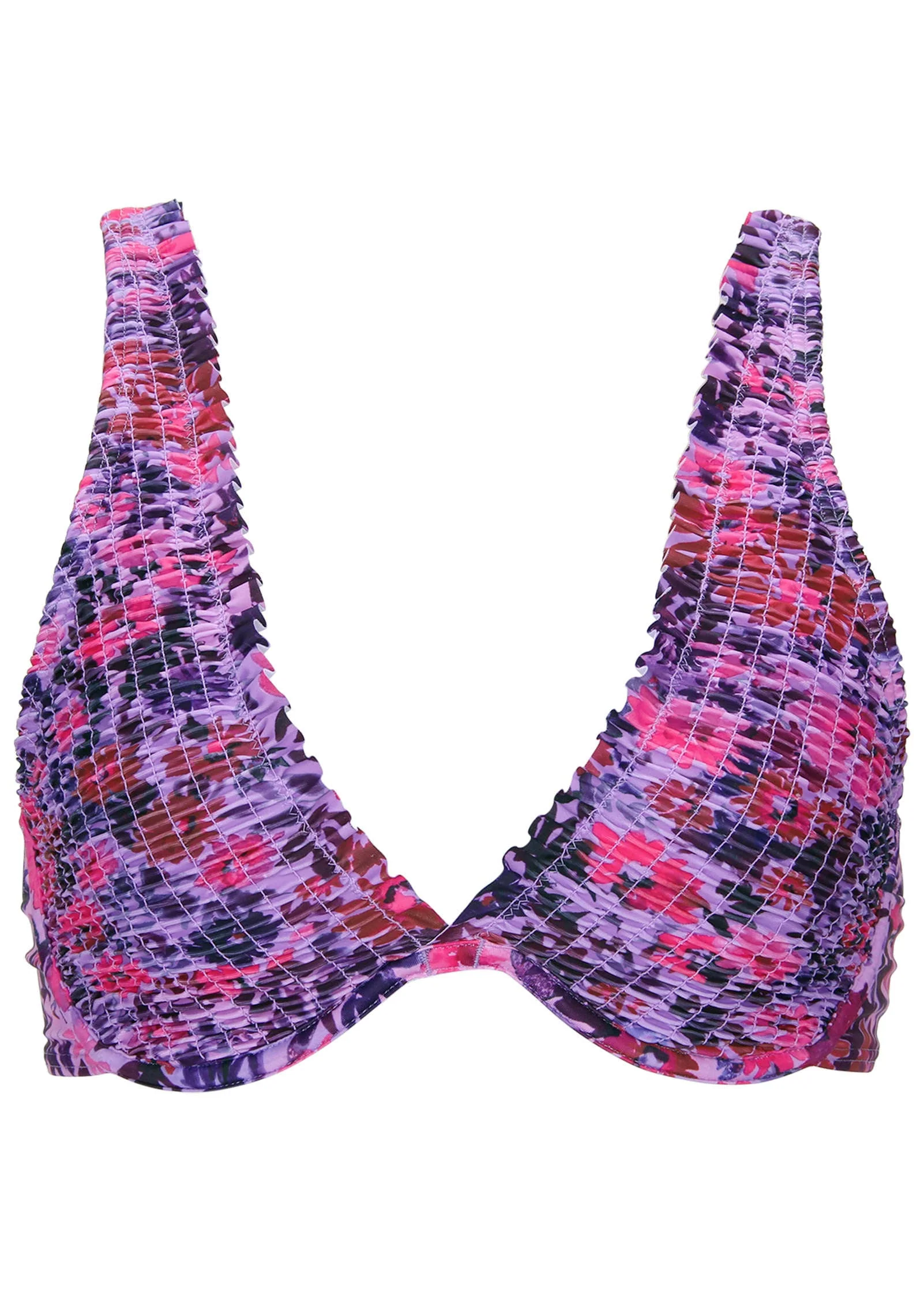Smocked Underwire Top - Ditsy Pink Purple - Image 3