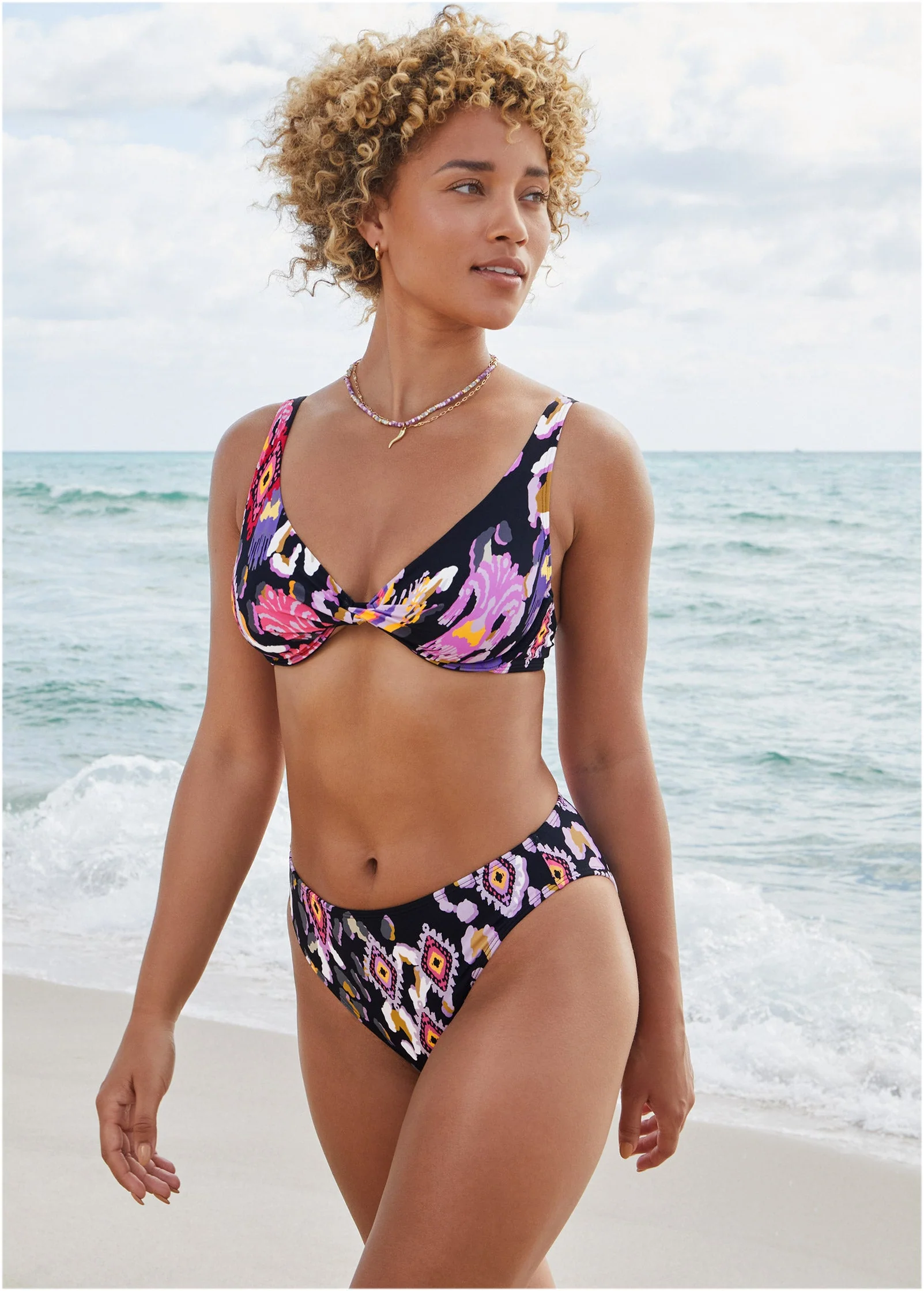 Fiji Moderate Bikini Bottom - Desert Ikat Black