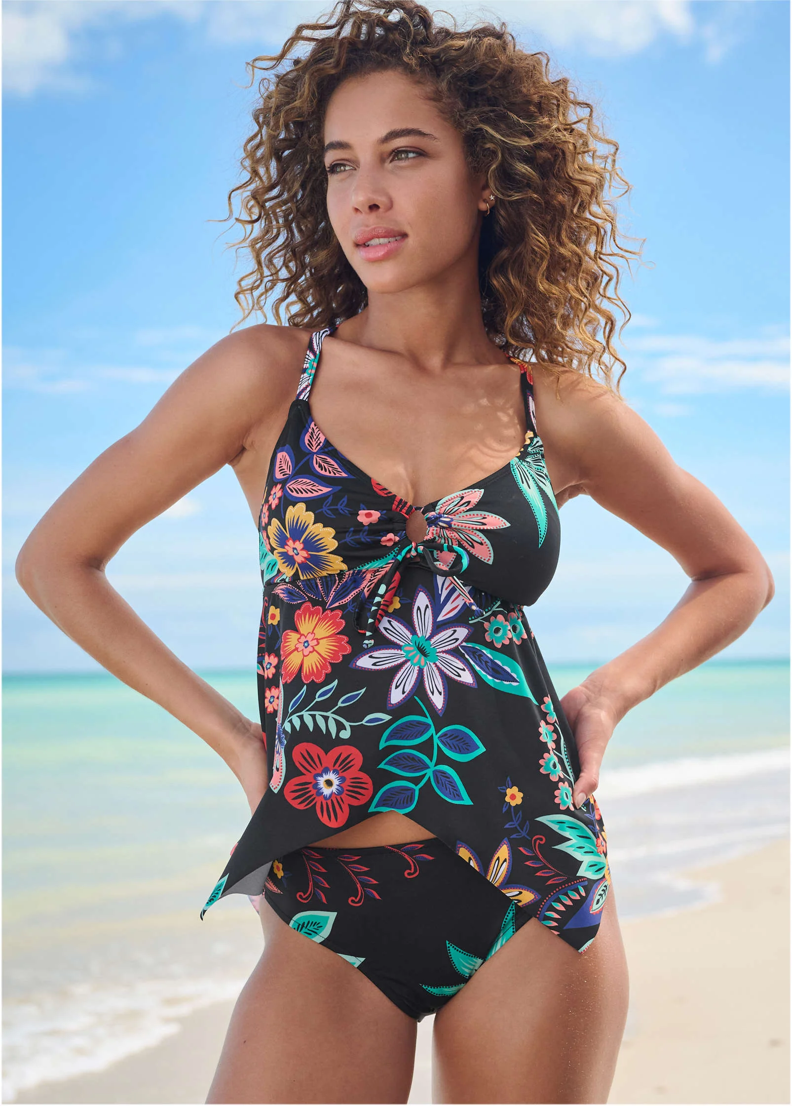 Fiji Moderate Bikini Bottom - Moonlit Florals