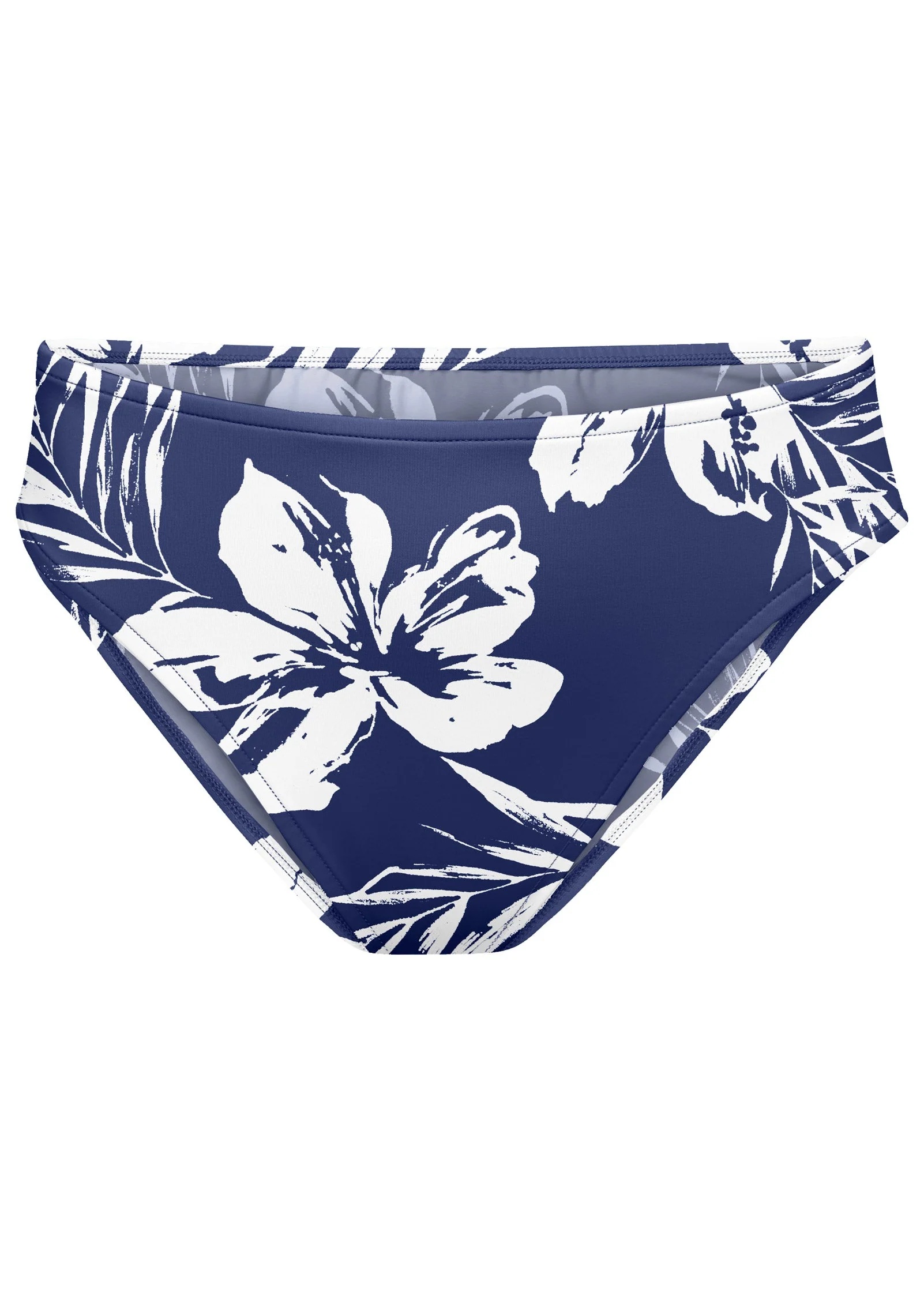 Fiji Moderate Bikini Bottom - Navy Blue Hibiscus - Image 2