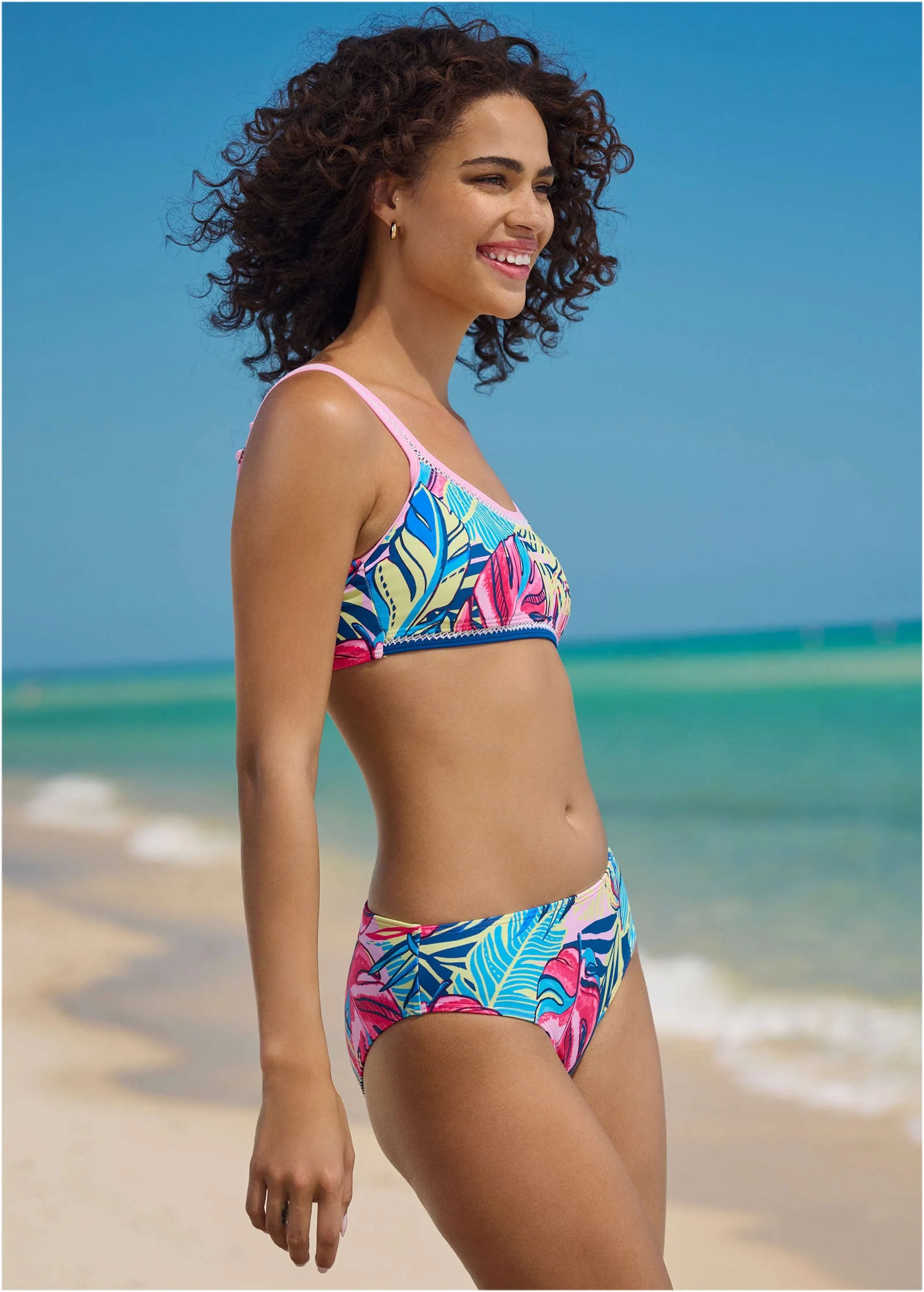 Fiji Moderate Bikini Bottom - Summer Leaves