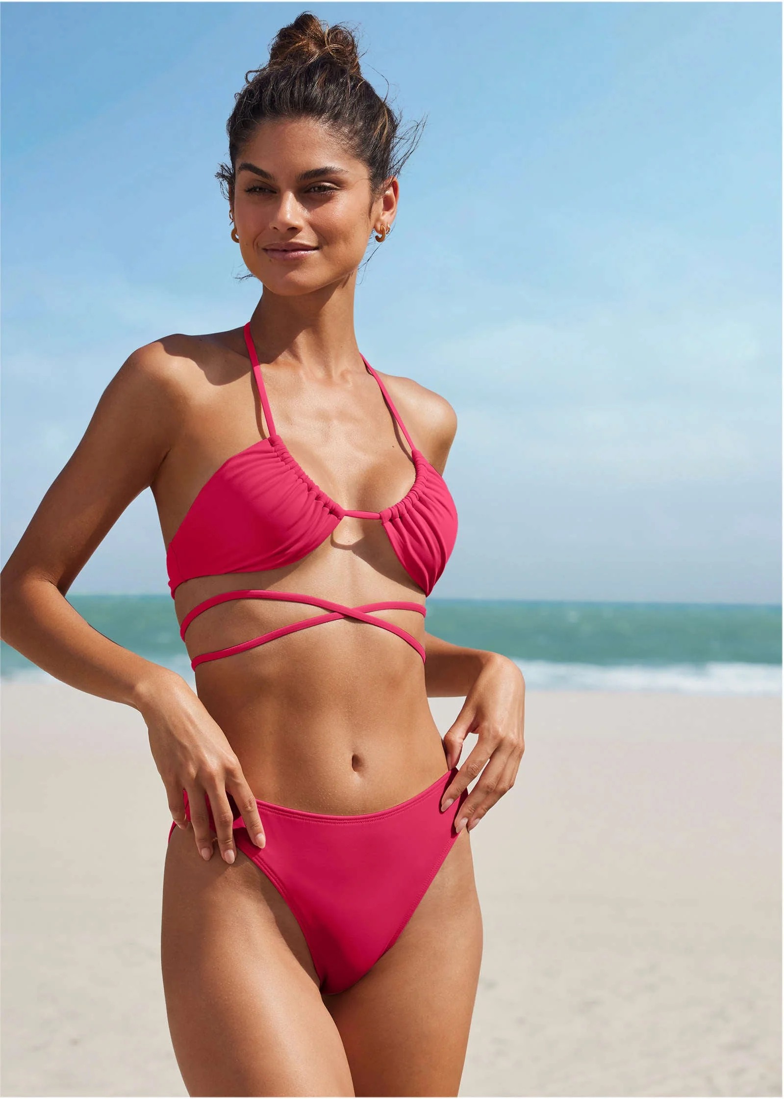 Honolulu Midi Bikini Bottom - Raspberry