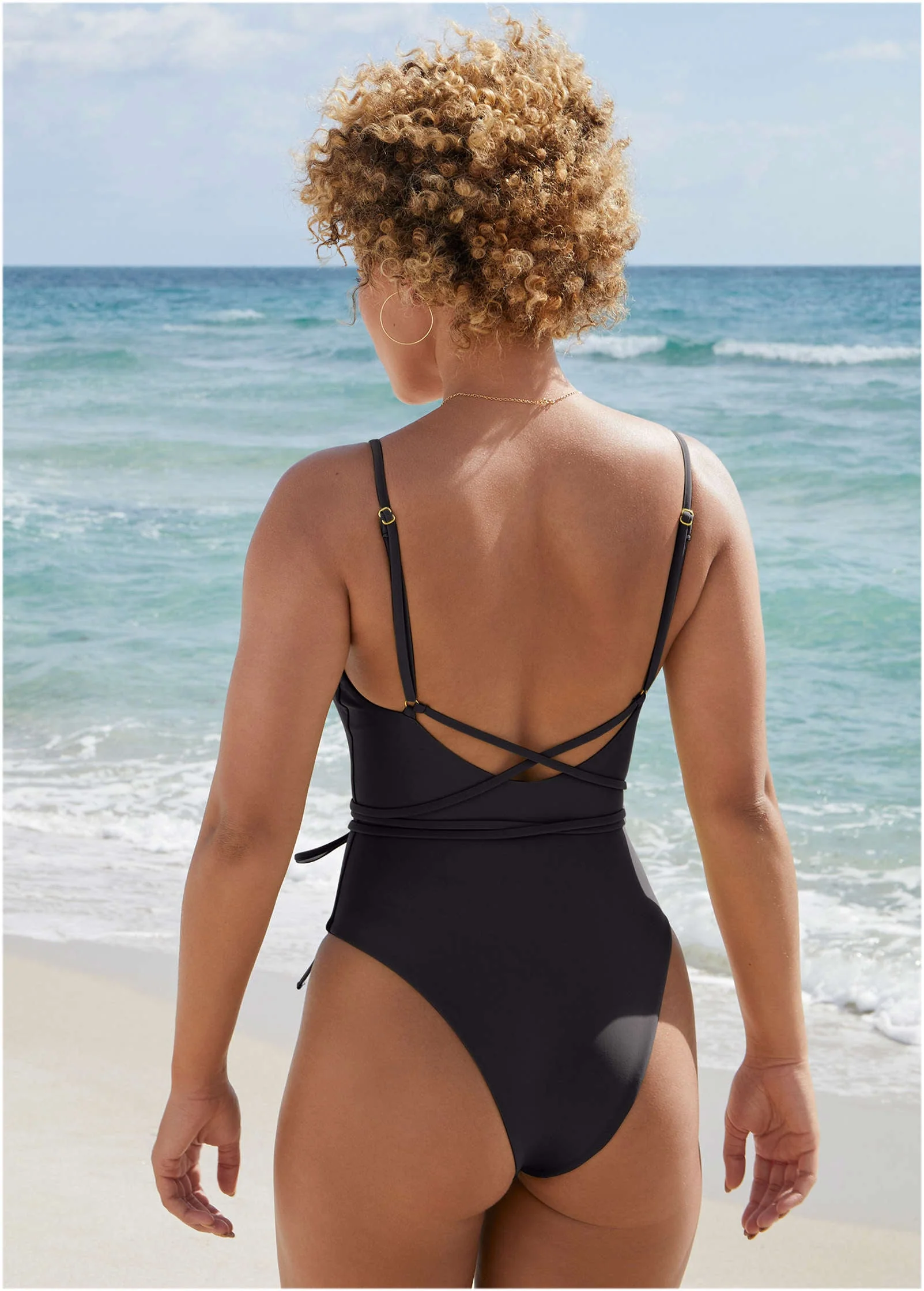 Strappy Tulum High Leg One-Piece - Jet Black - Image 3
