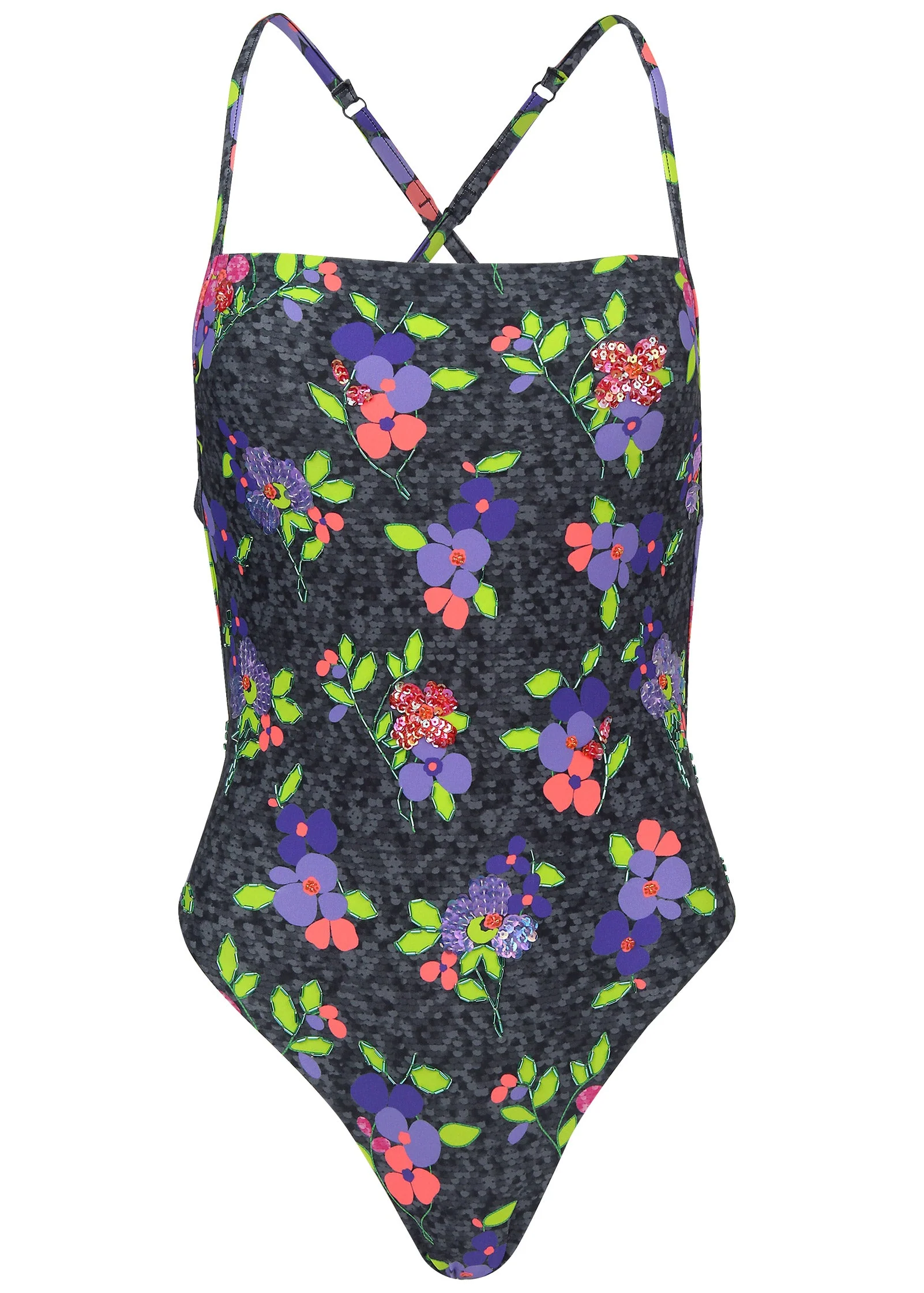 Sequin Low Back One-Piece - Sparkly Bouquet - Image 4