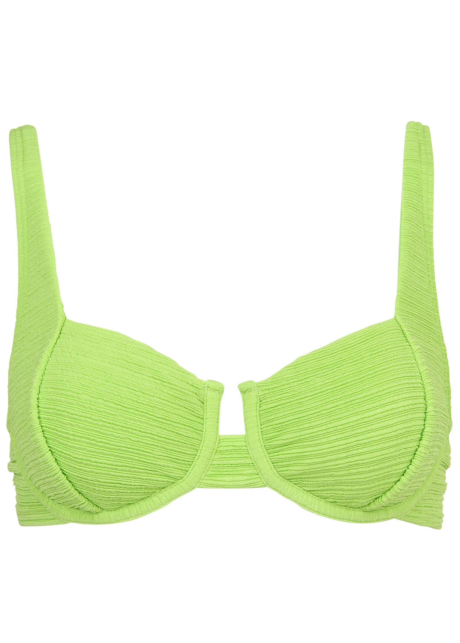 Textured Underwire Swim Top - Bright Lime Green - Image 4
